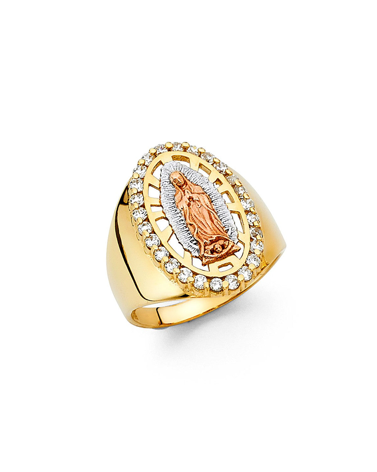 14K Tri-Color Gold 3C CZ Men's Ring (RG-1402)