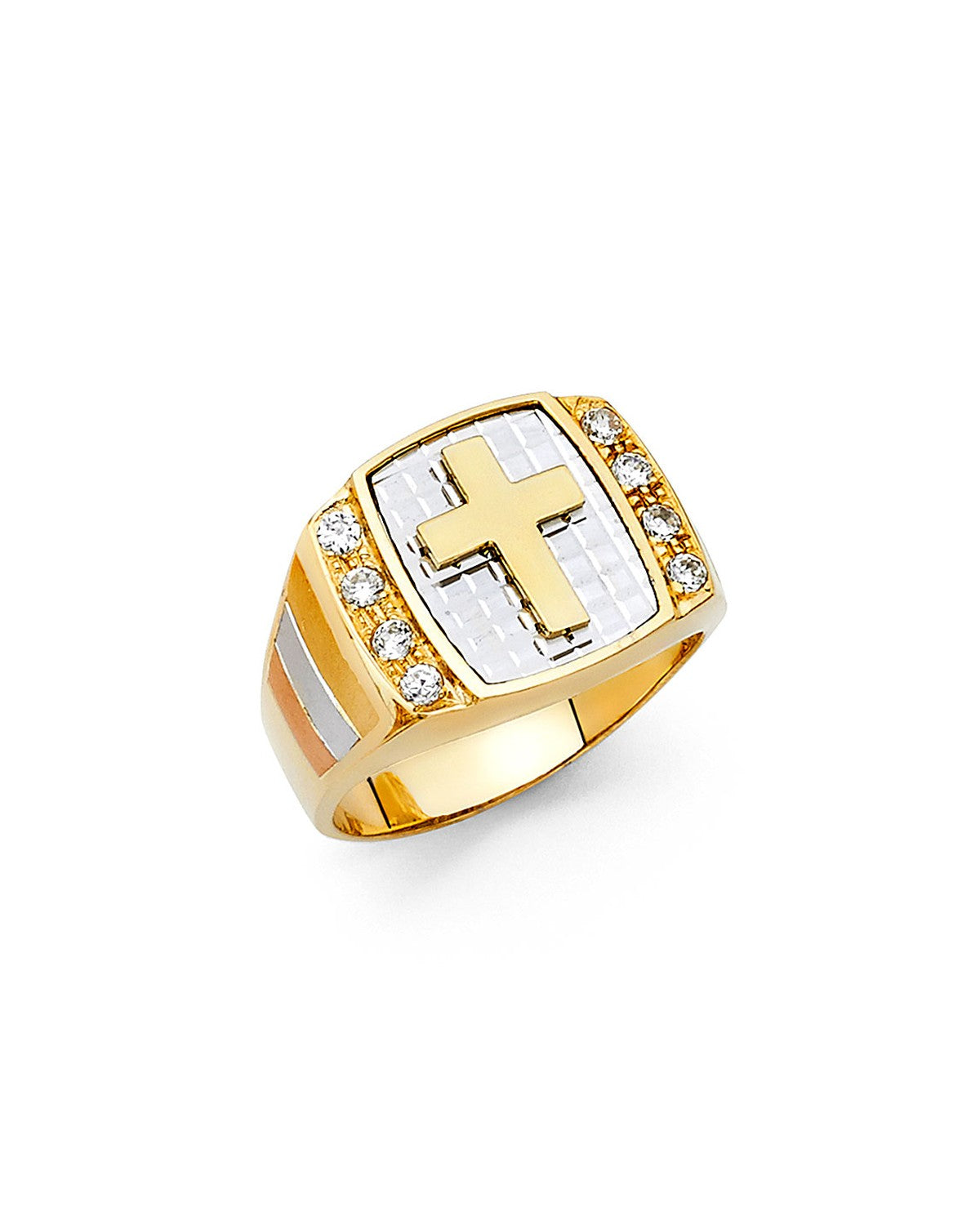 14K Two-Tone Gold 2T CZ Men's Ring (RG-1409)