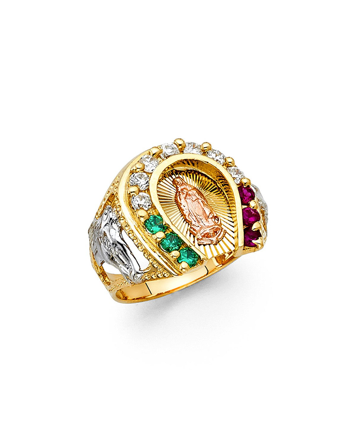 14K Tri-Color Gold 3C CZ Men's Ring (RG-1418)