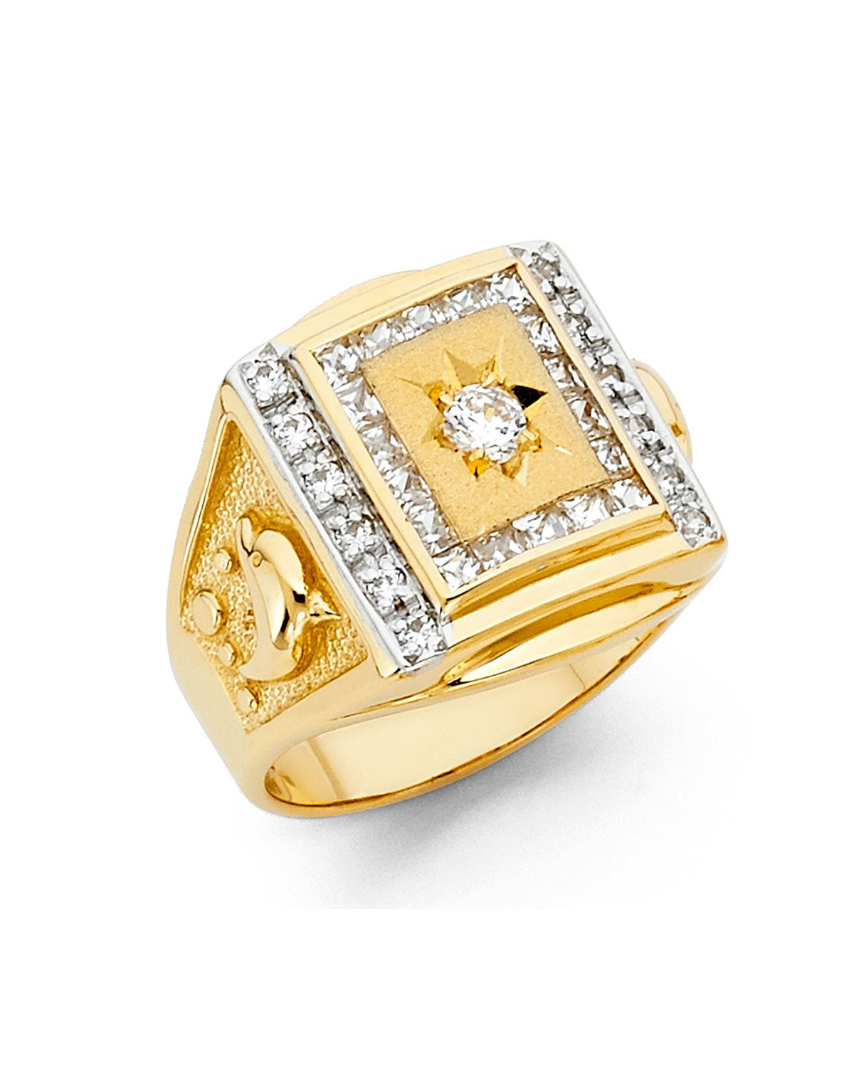 14K Yellow Gold CZ Men's Ring (RG-1427)