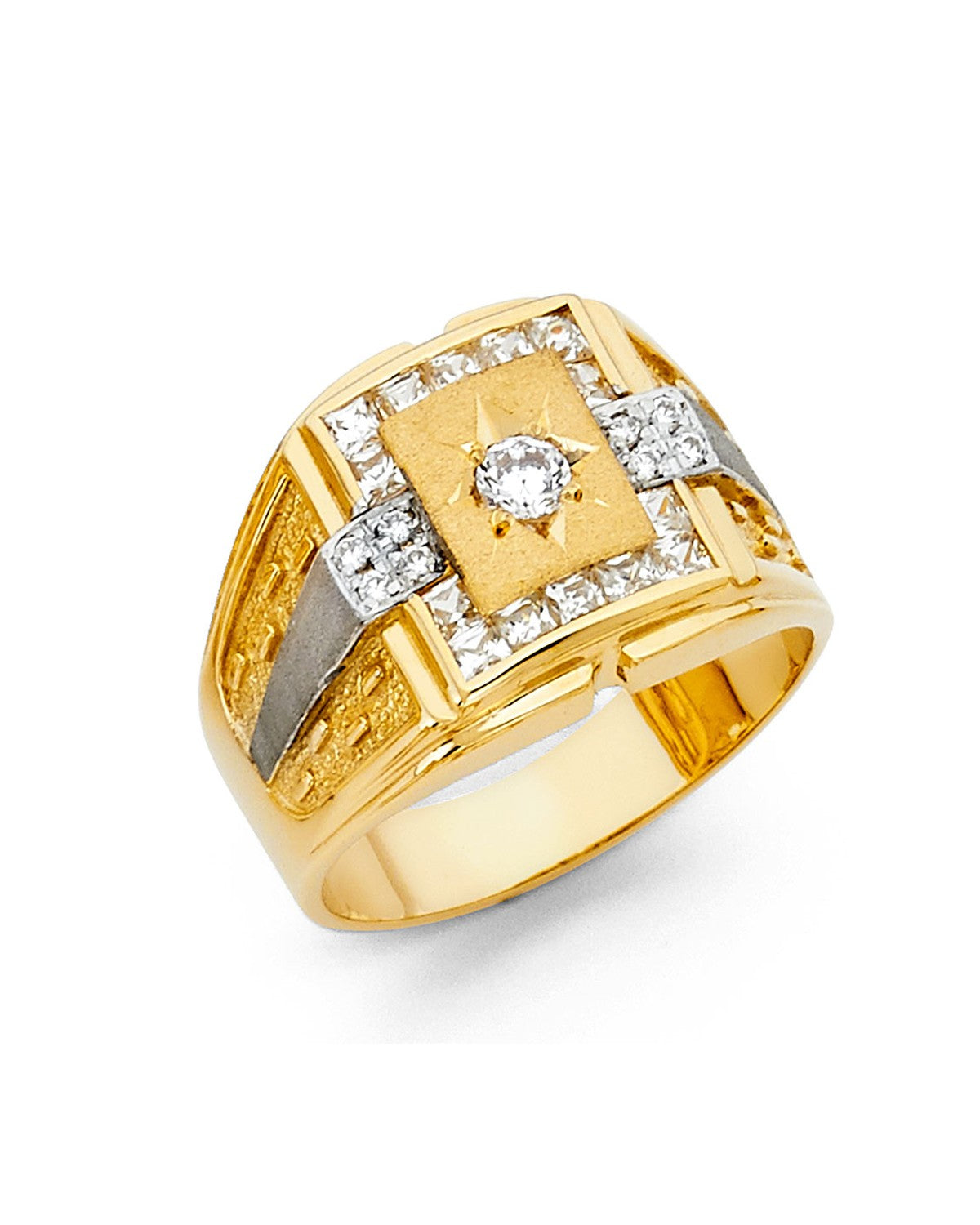 14K Yellow Gold CZ Men's Ring (RG-1429)
