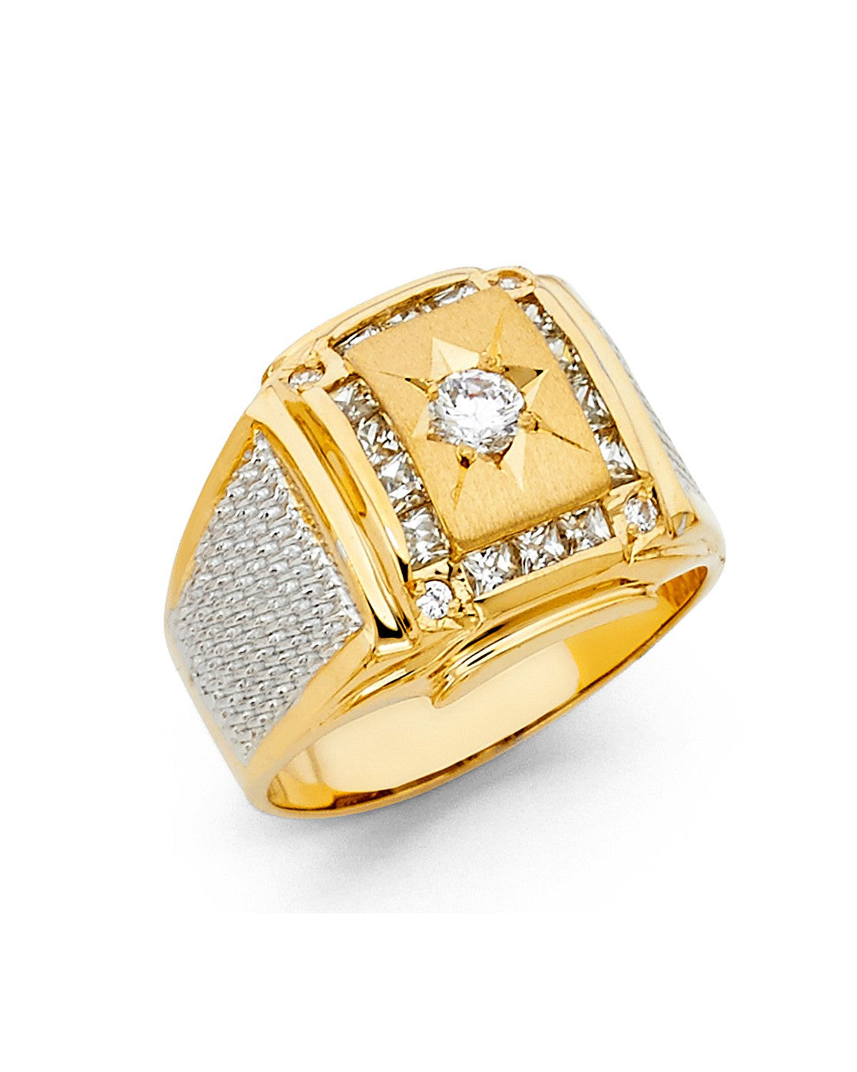 14K Yellow Gold CZ Men's Ring (RG-1430)