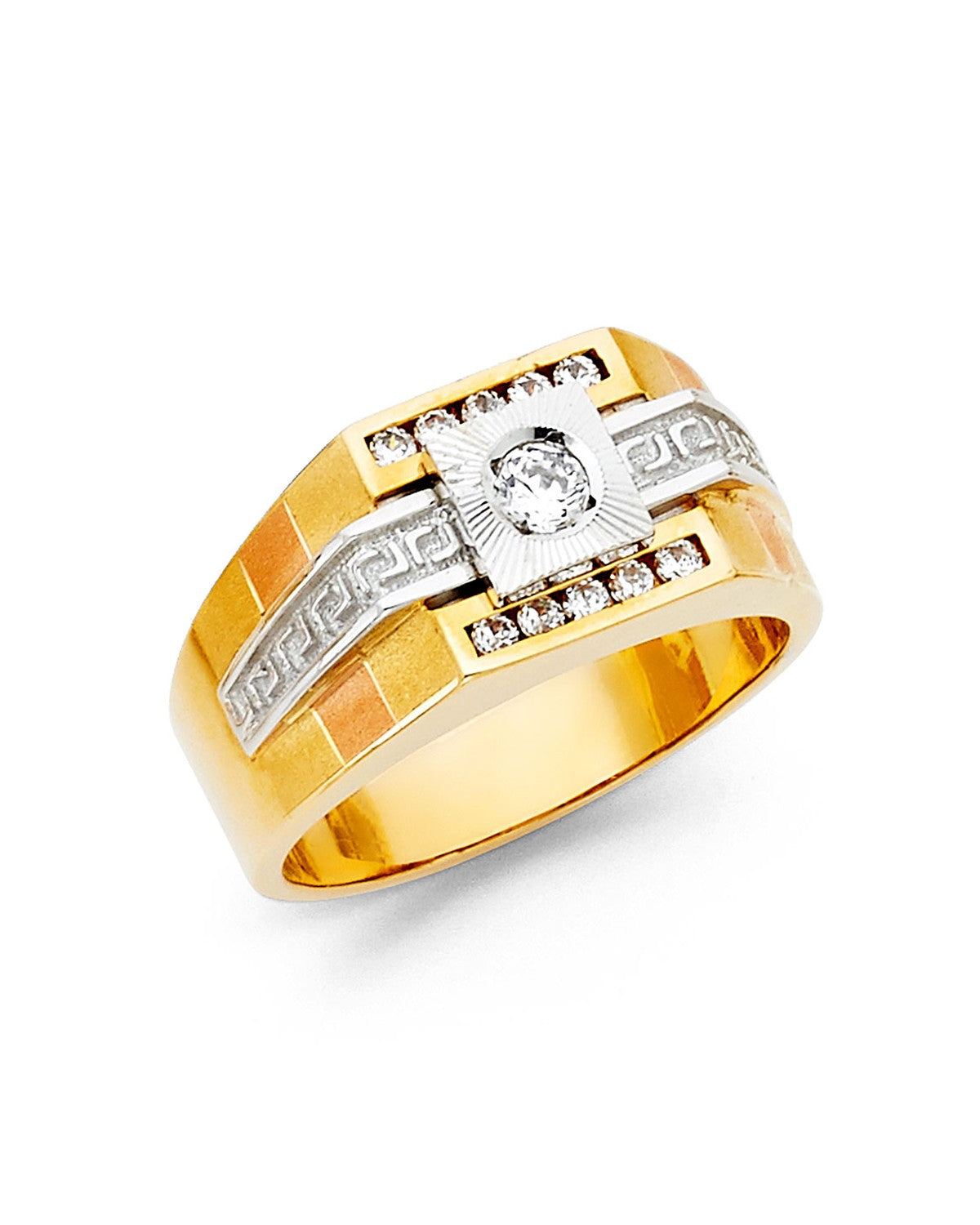 14K Yellow Gold CZ Men's Ring (RG-1434)
