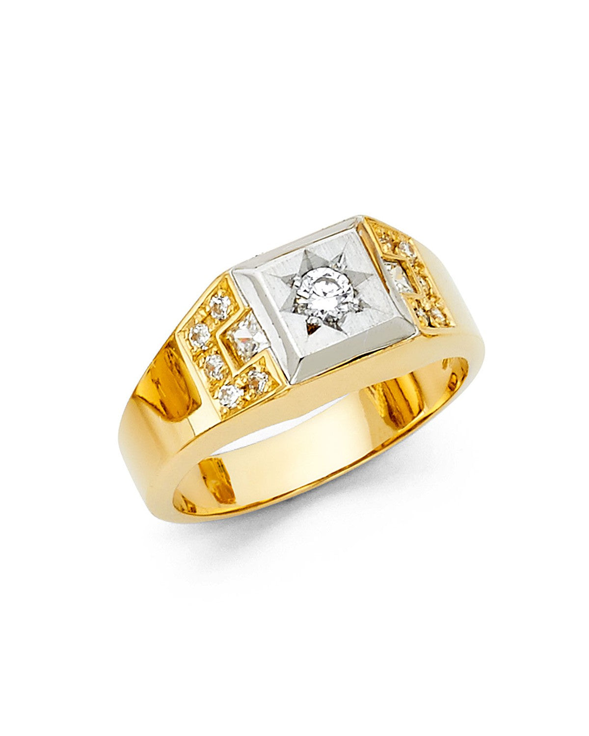 14K Yellow Gold CZ Men's Ring (RG-1440)