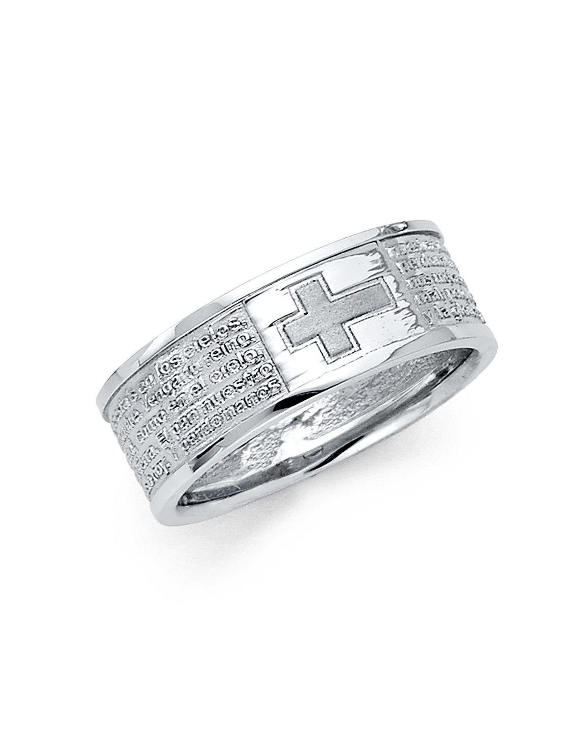 14K White Gold Religious Men's Ring (RG-1454)