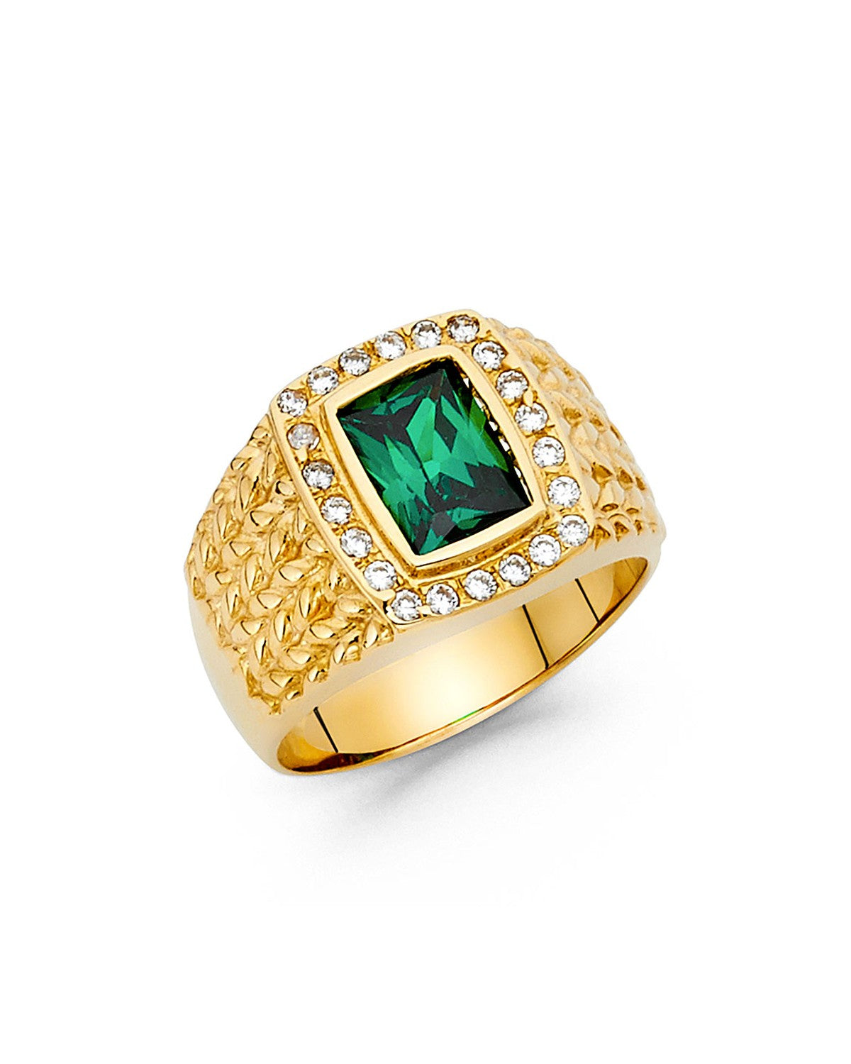 14K Yellow Gold CZ Men's Ring (RG-1456)