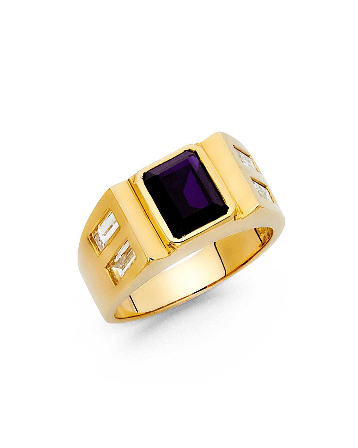 14K Yellow Gold CZ Men's Ring (RG-1459)