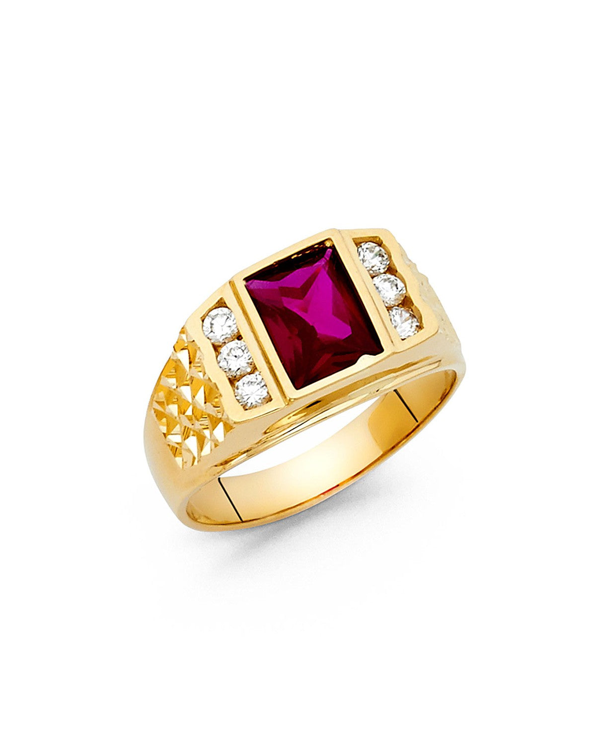 14K Yellow Gold CZ Men's Ring (RG-1460)