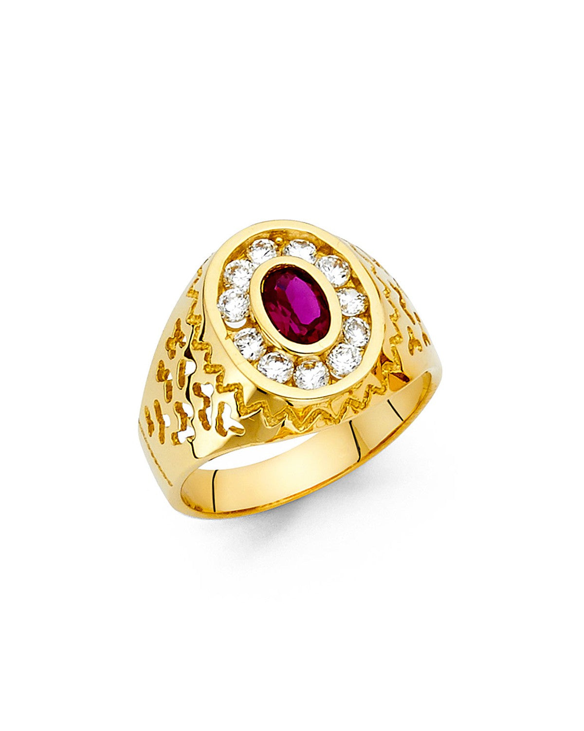 14K Yellow Gold CZ Men's Ring (RG-1461)