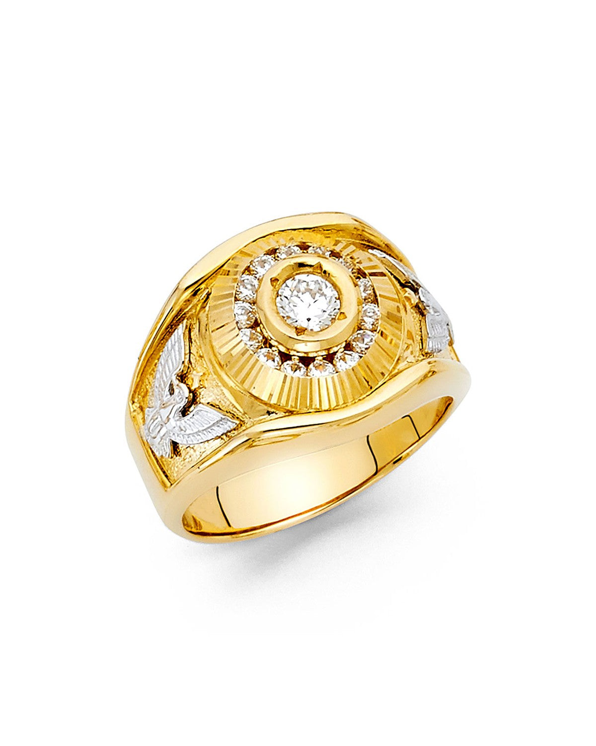 14K Yellow Gold CZ Men's Ring (RG-1462)