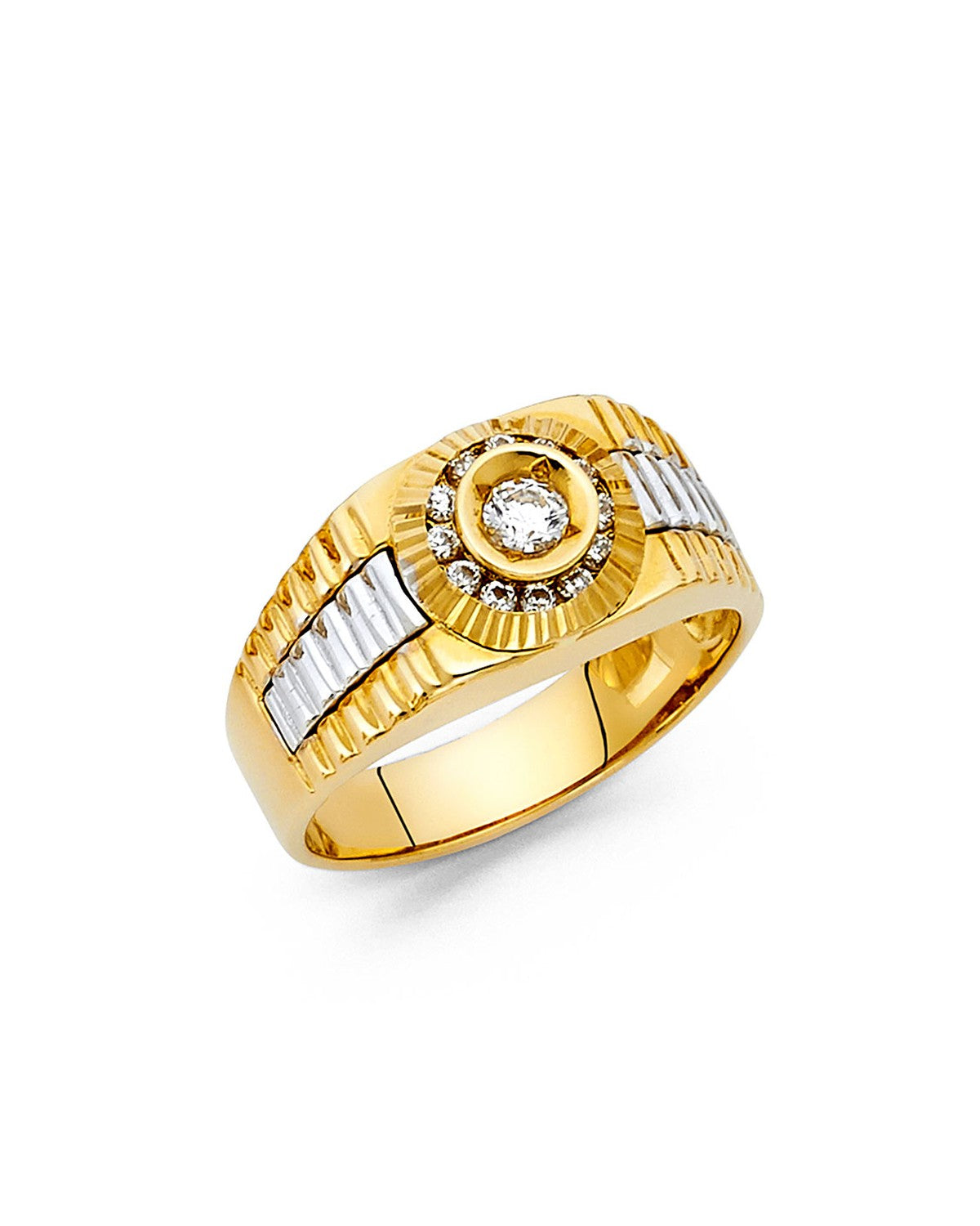 14K Yellow Gold CZ Men's Ring (RG-1463)