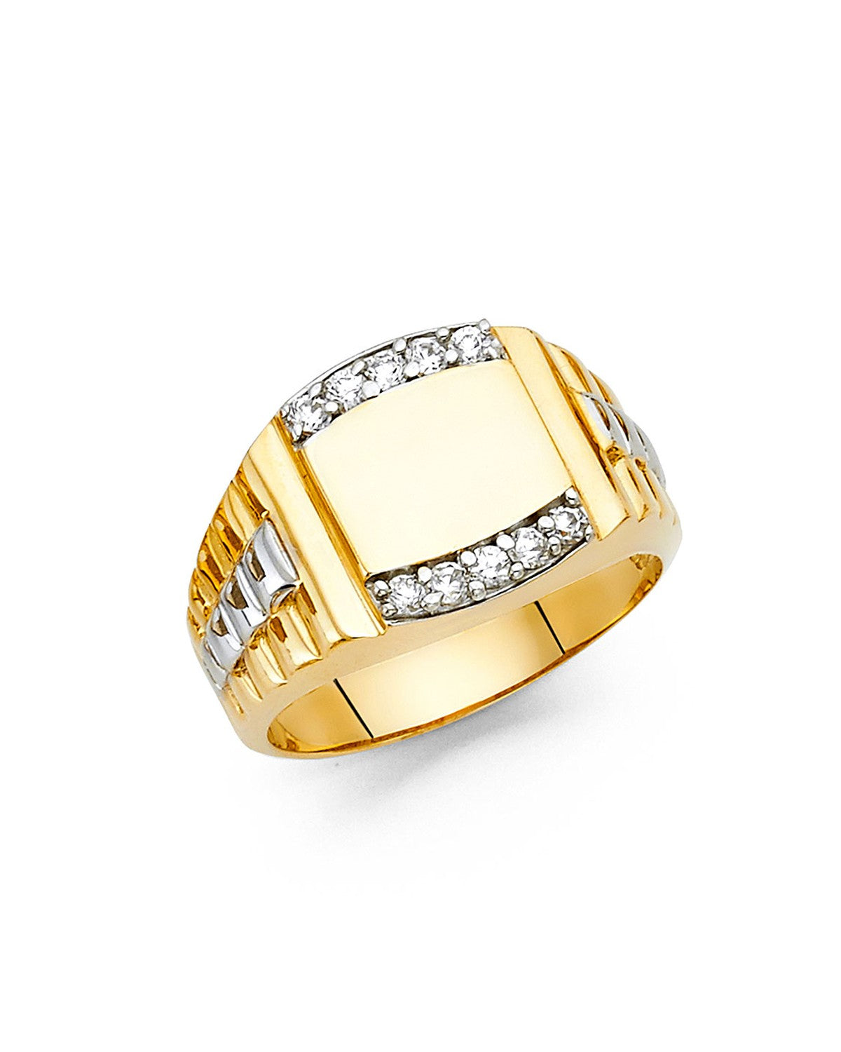 14K Two-Tone Gold 2T CZ Men's Ring (RG-1467)