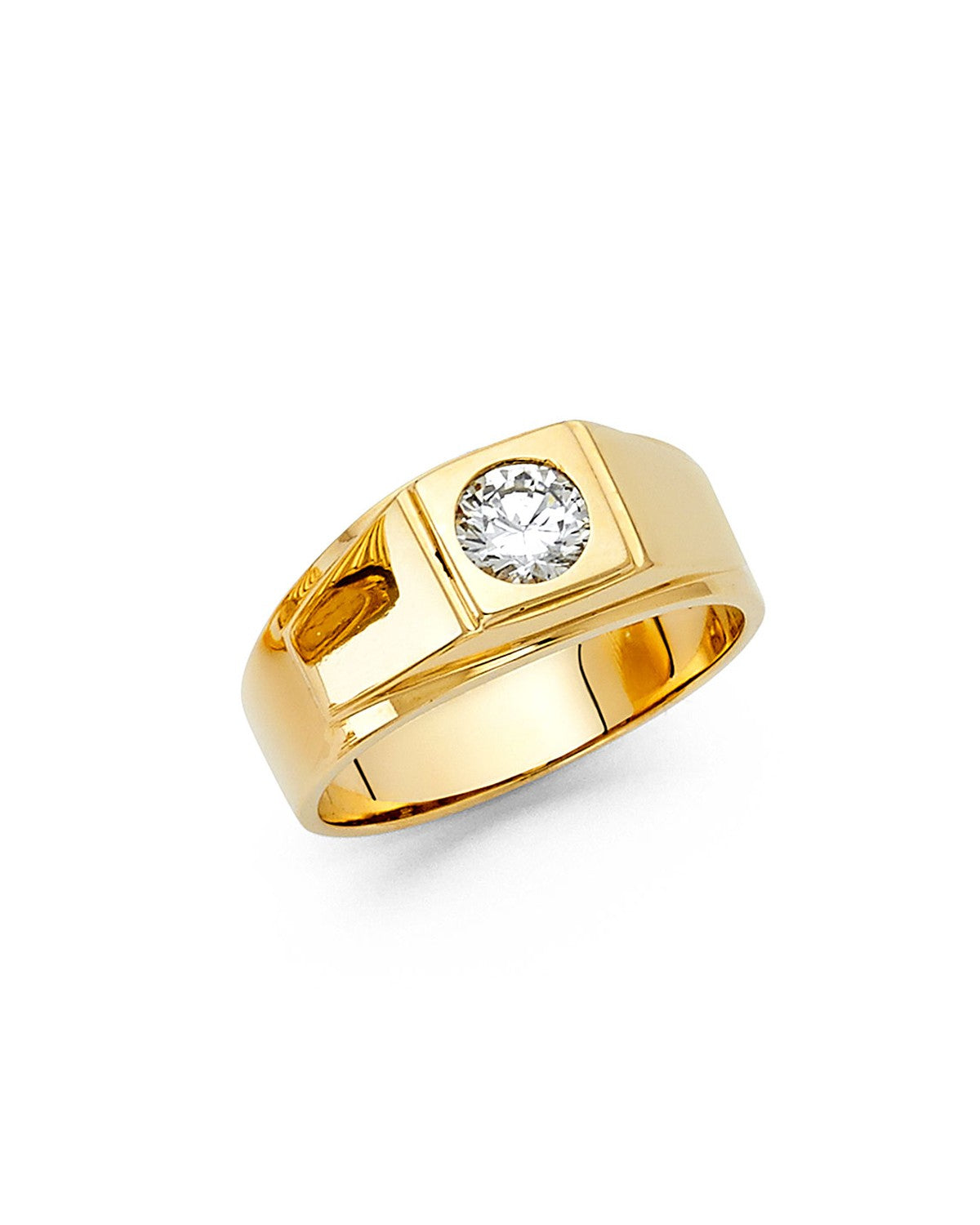 14K Yellow Gold CZ Men's Ring (RG-1475)