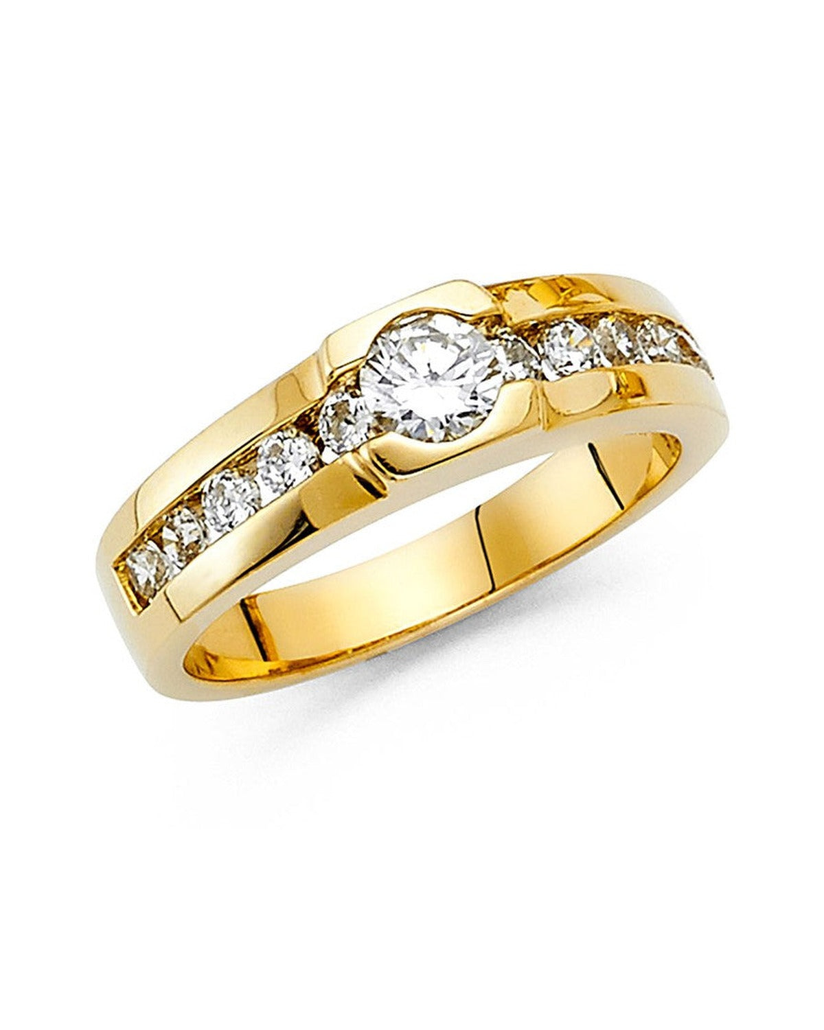 14K Yellow Gold CZ Men's Ring (RG-1476)