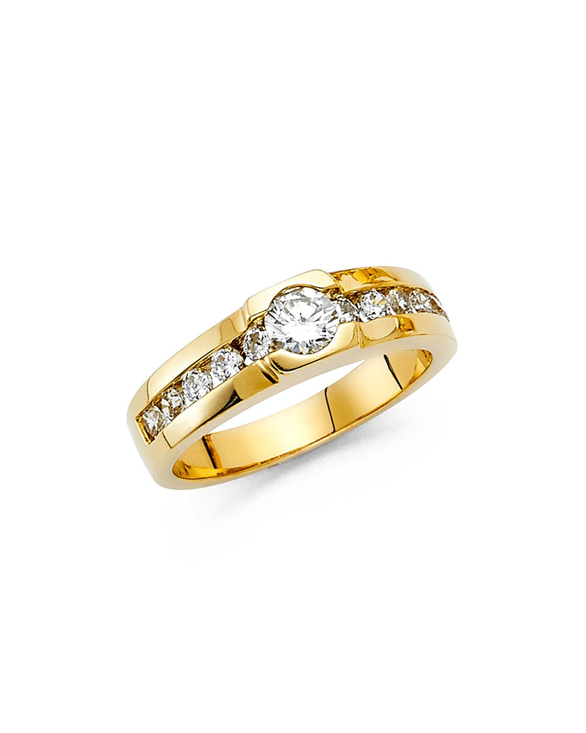 14K Yellow Gold CZ Men's Ring (RG-1476)