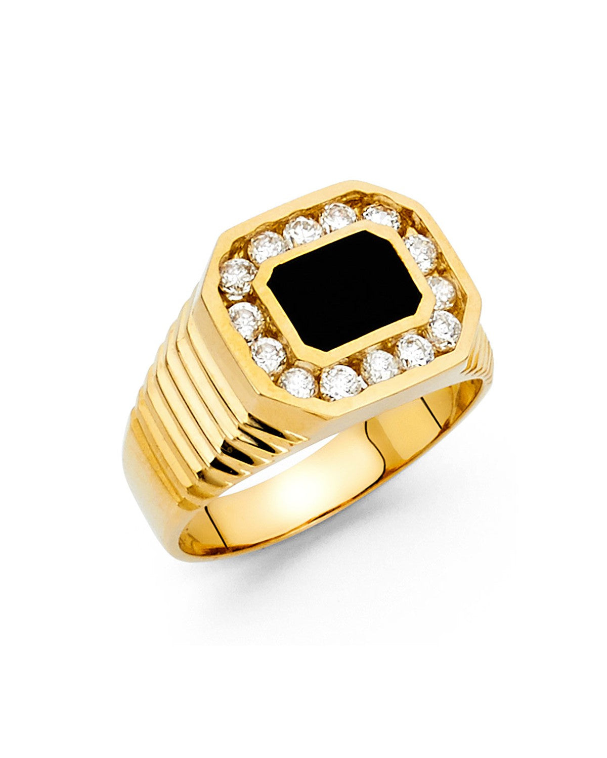 14K Yellow Gold Onyx Men's Ring (RG-1486)