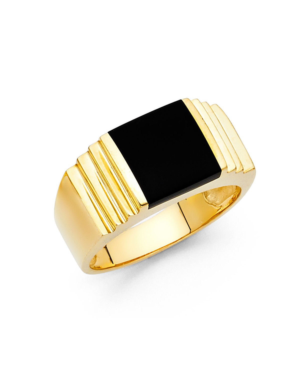 14K Yellow Gold Onyx Men's Ring (RG-1497)