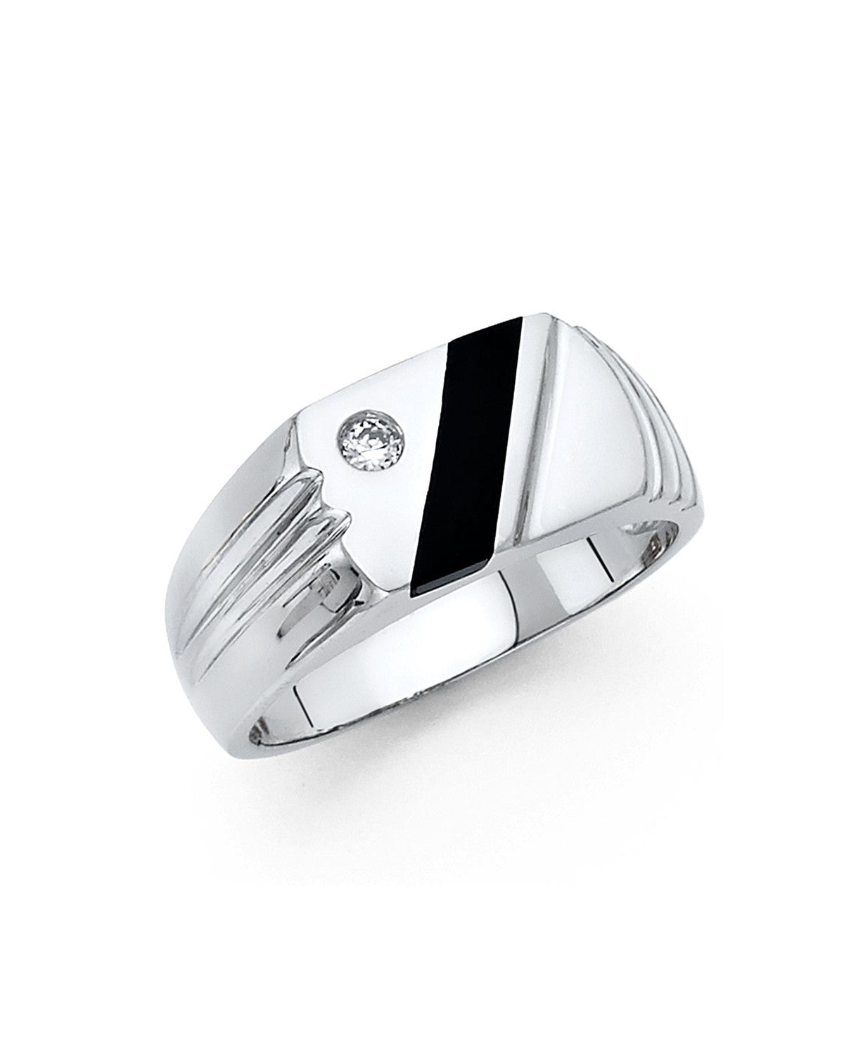 14K White Gold Onyx Men's Ring (RG-1509)