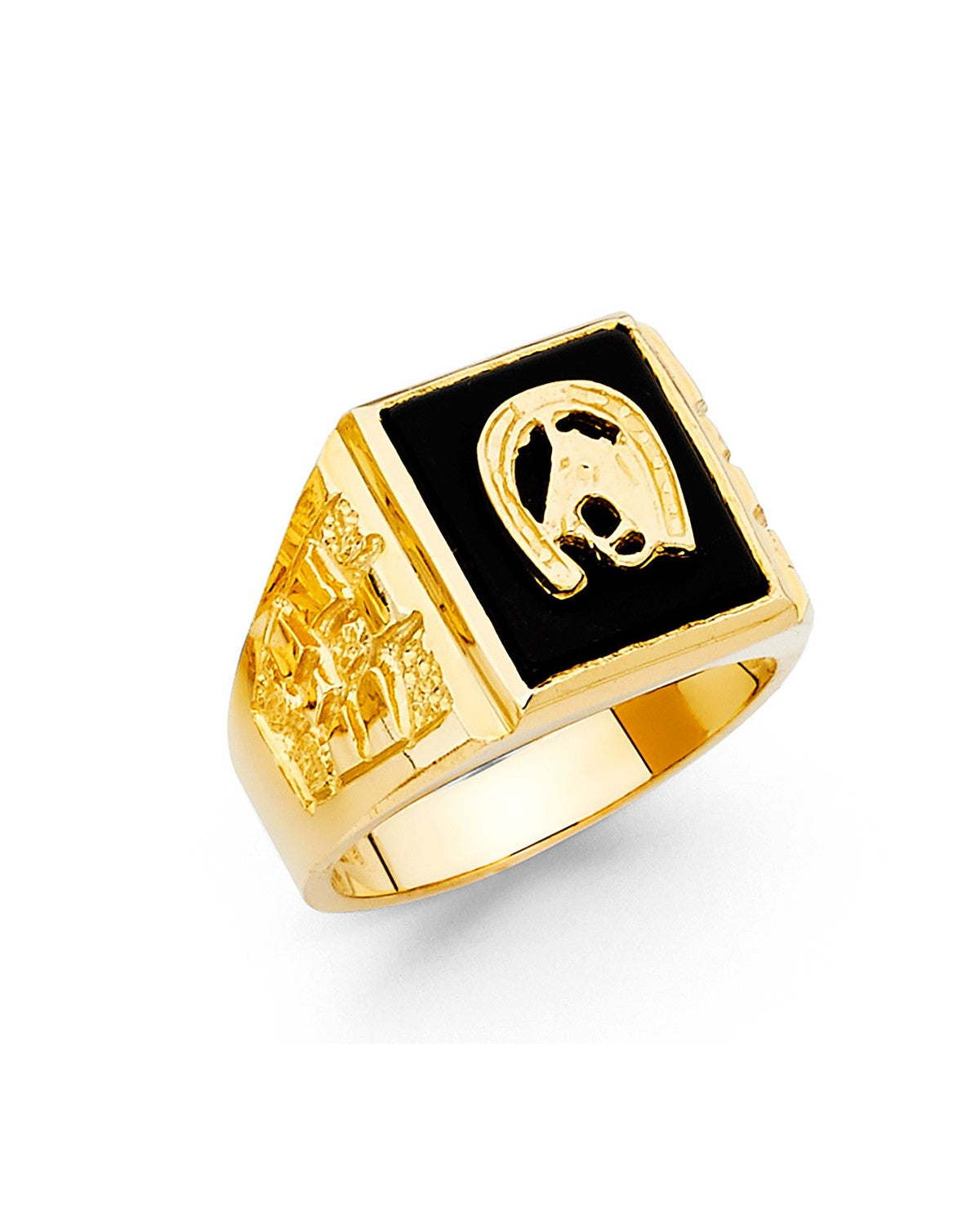 14K Yellow Gold Onyx Men's Ring (RG-1519)