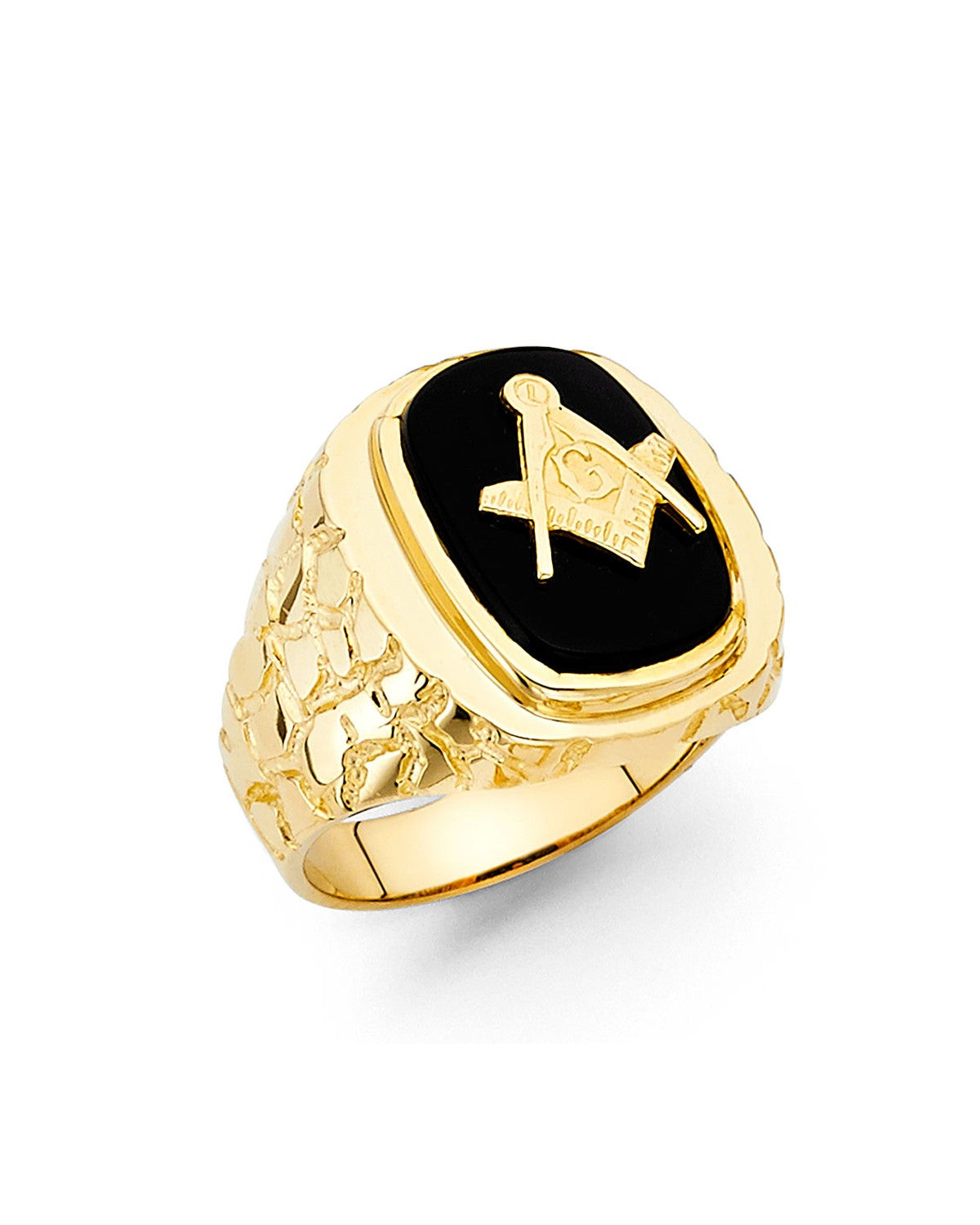 14K Yellow Gold Onyx Men's Ring (RG-1521)