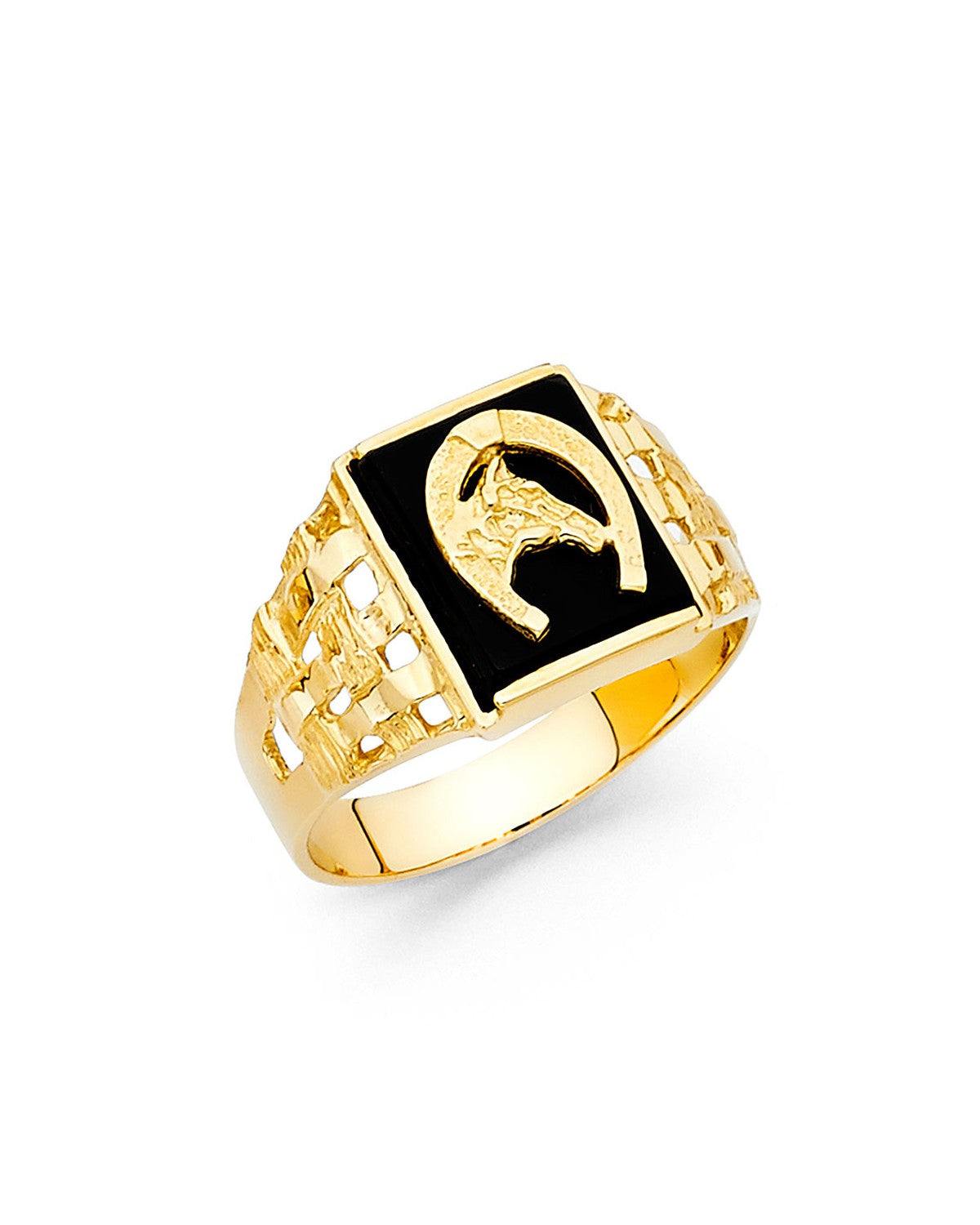 14K Yellow Gold Onyx Men's Ring (RG-1523)