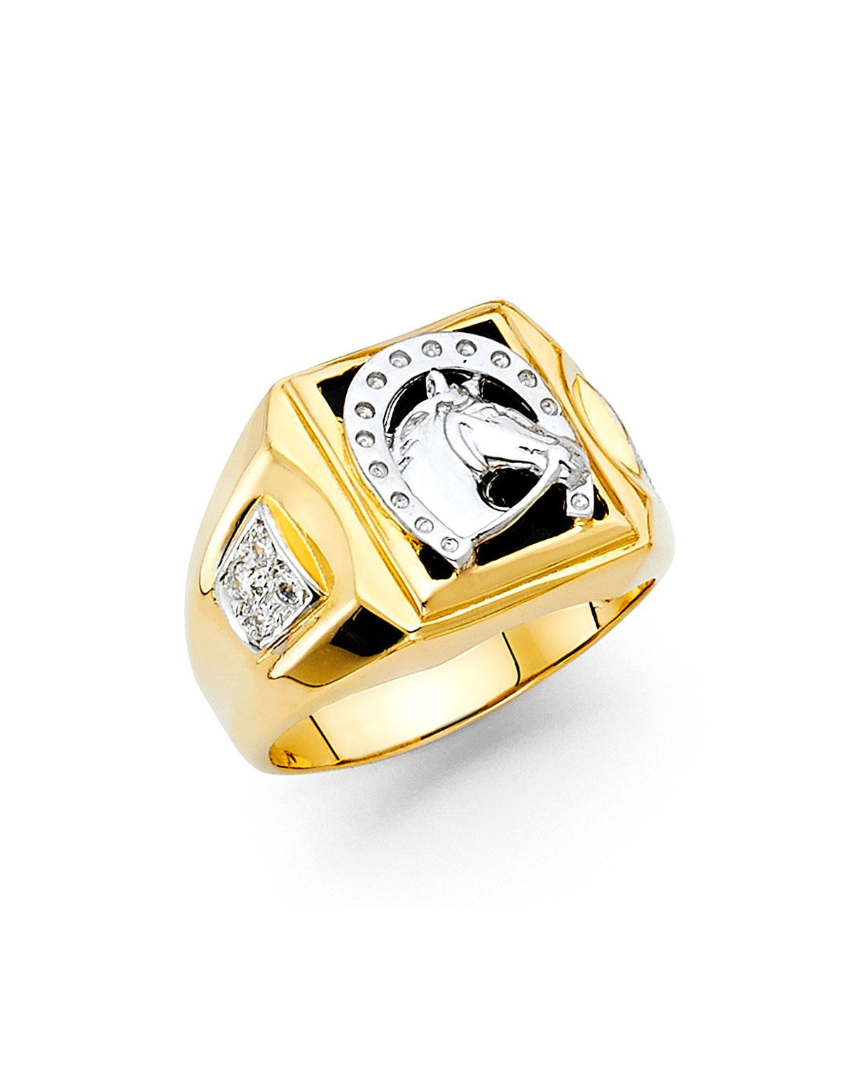 14K White Gold Fancy Onyx Men's Ring (RG-1531)