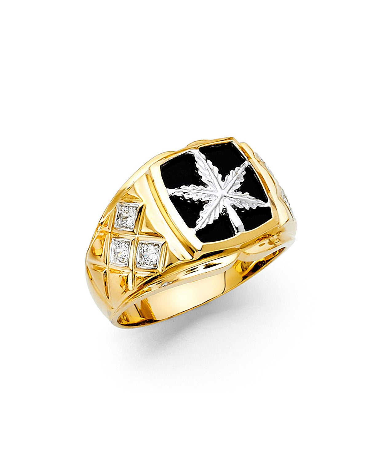 14K Yellow Gold Onyx Men's Ring (RG-1534)