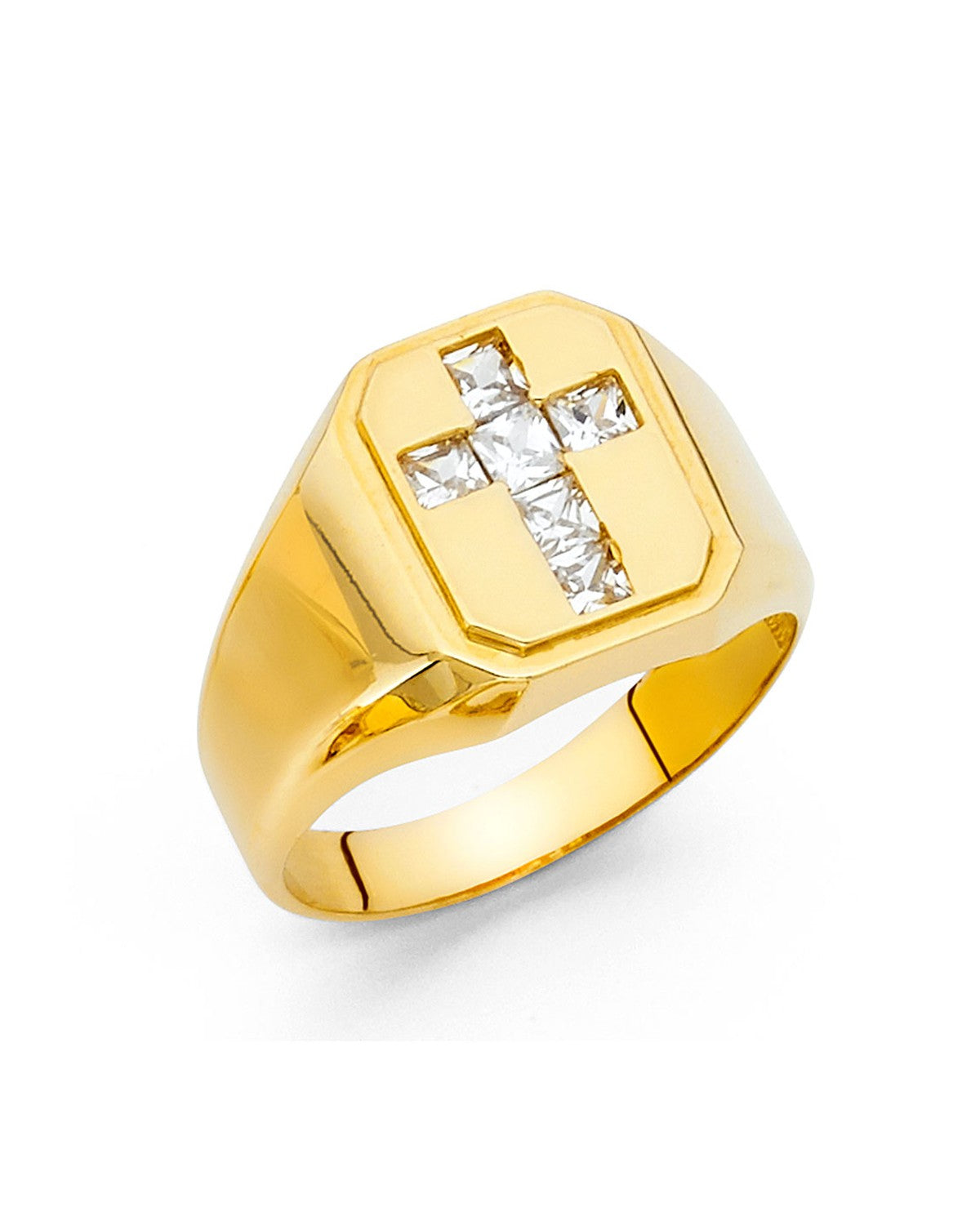 14K Yellow Gold CZ Men's Ring (RG-1550)