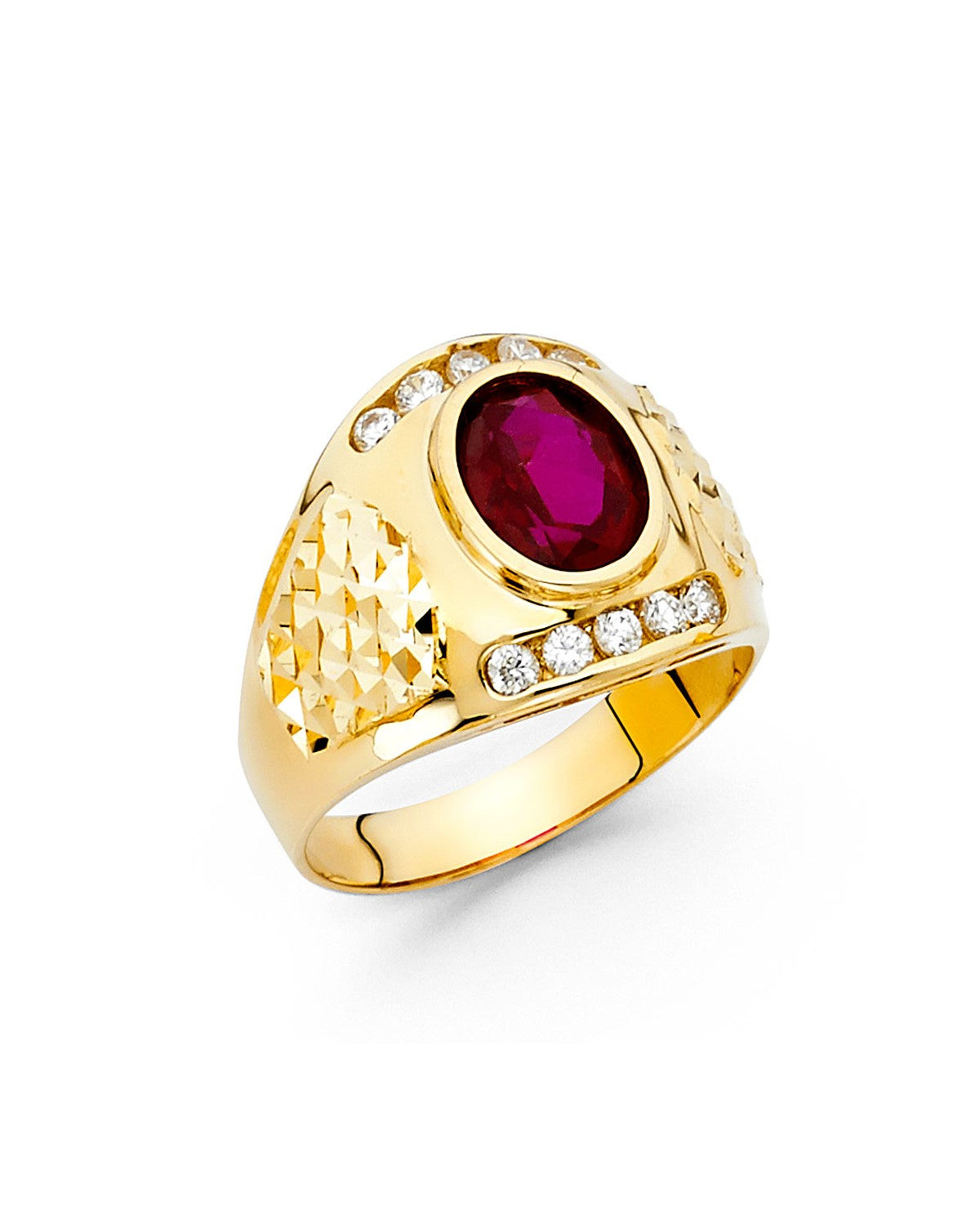 14K Yellow Gold CZ Men's Ring (RG-1606)