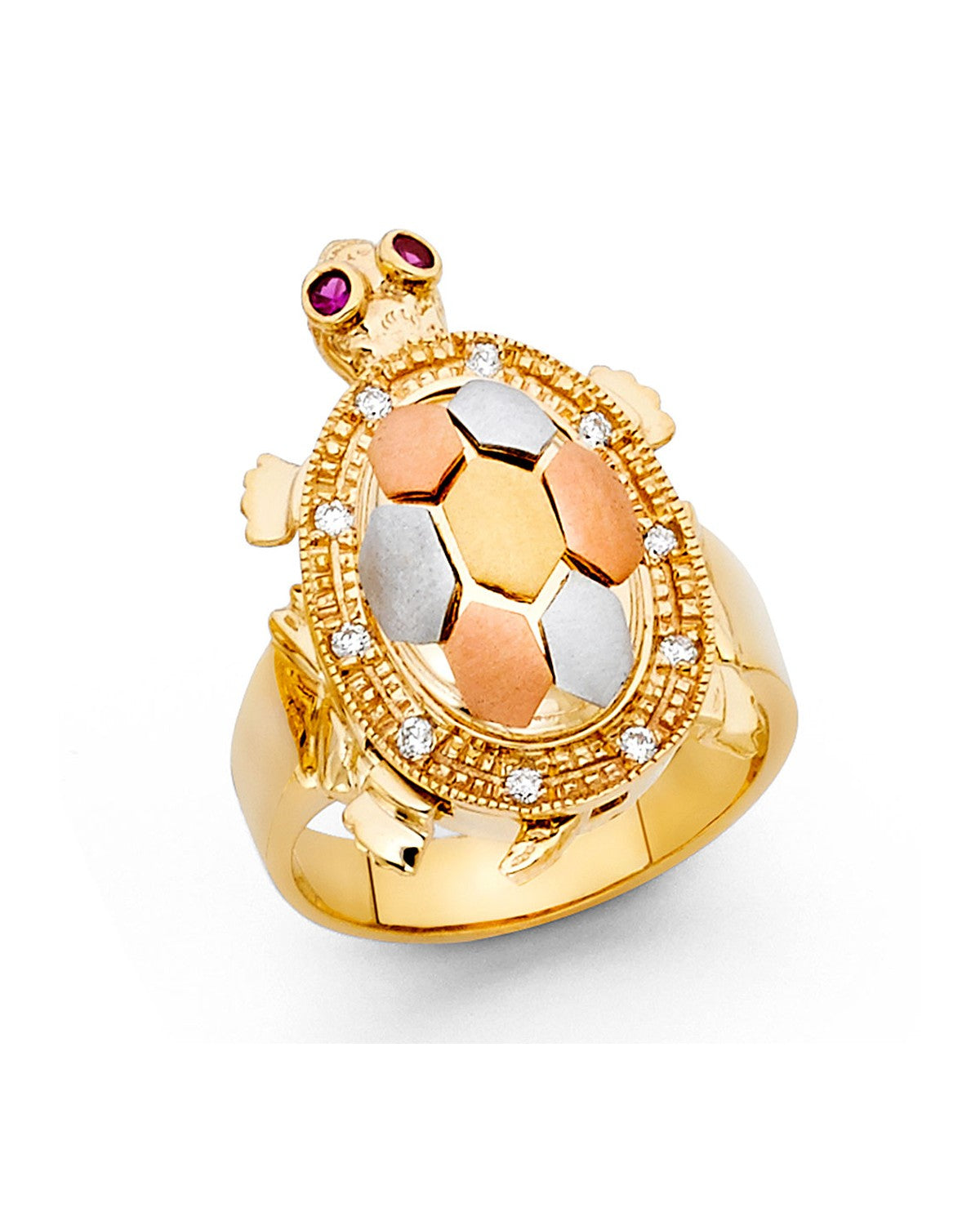 14K Tri-Color Gold 3C Fancy Turtle Ring (RG-1691)