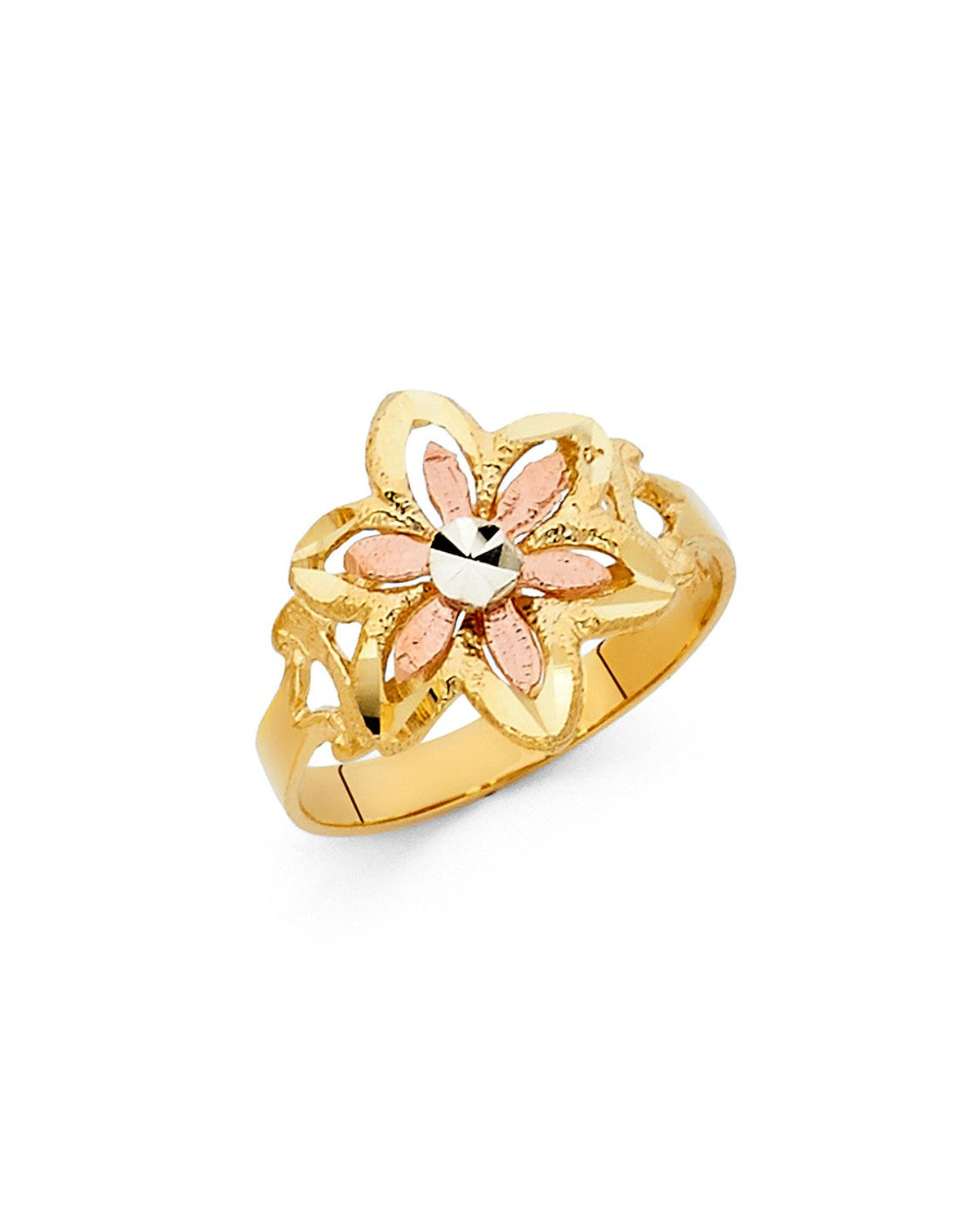 14K Tri-Color Gold 3C Fancy Flower Ring (RG-2025)