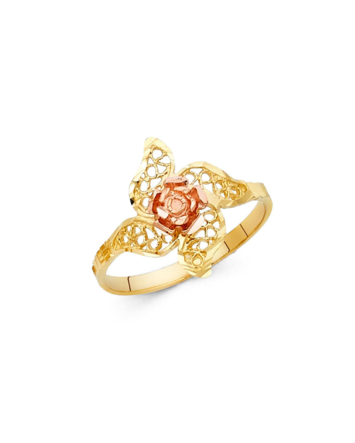 14K Two-Tone Gold 2T Fancy Flower Ring (RG-2030)