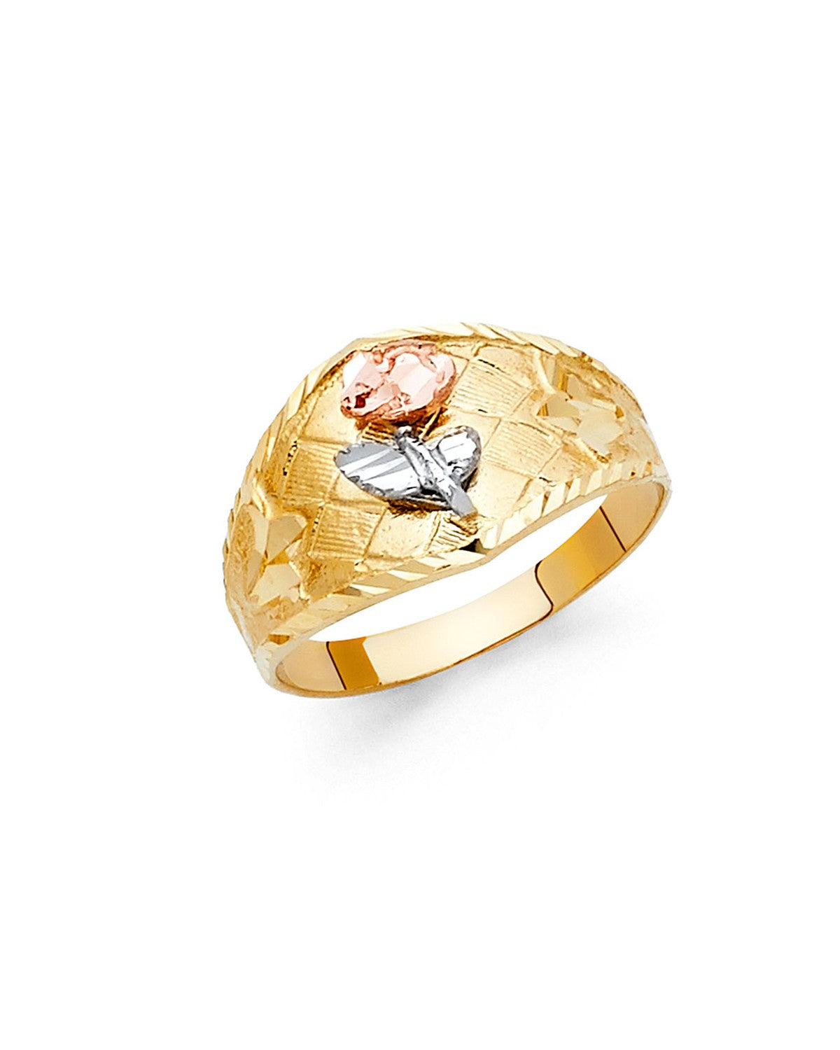 14K Tri-Color Gold 3C Fancy Flower Ring (RG-2037)