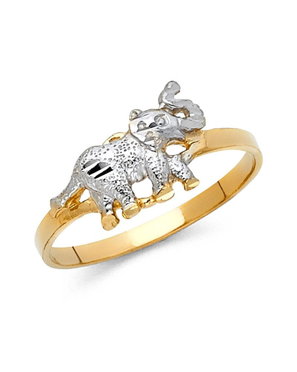 14K Two-Tone Gold 2T Fancy Elephant Ring (RG-2082)