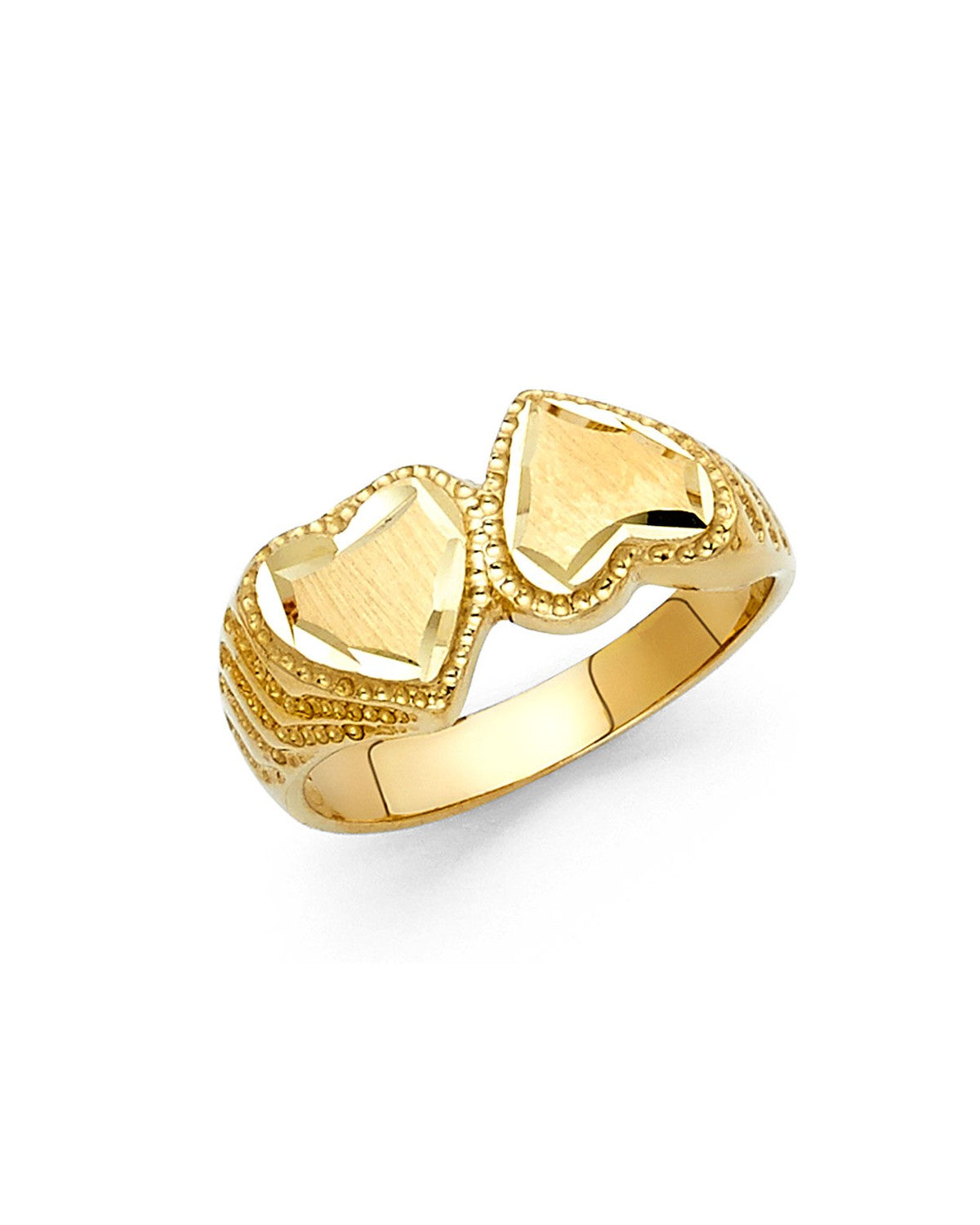 14K Yellow Gold Fancy Heart Ring (RG-2125)