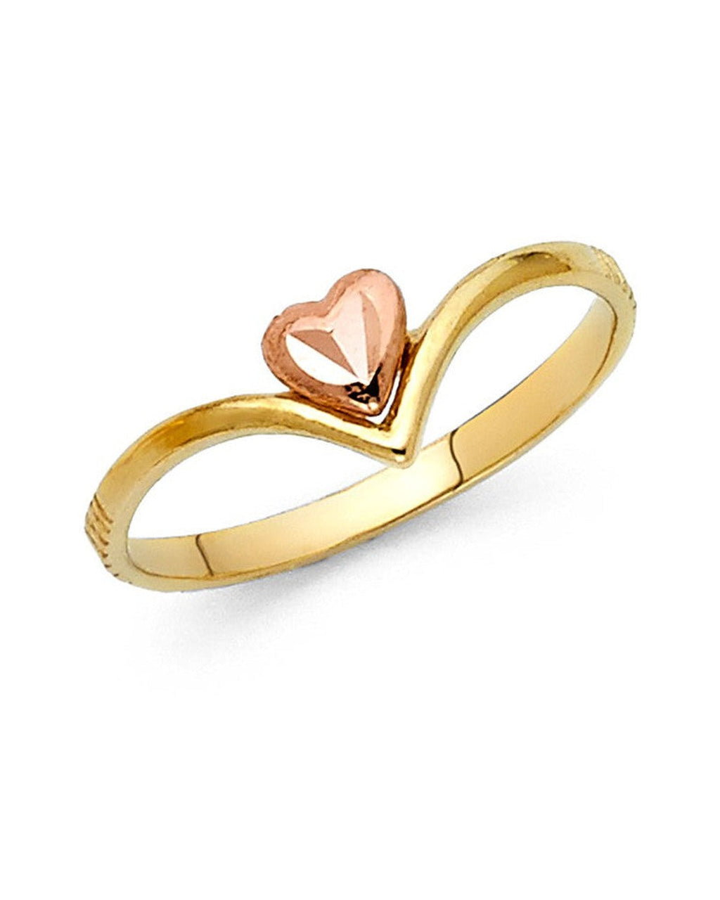 14K Two-Tone Gold 2T Fancy Heart Ring (RG-2129)