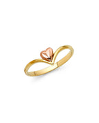 14K Two-Tone Gold 2T Fancy Heart Ring (RG-2129)