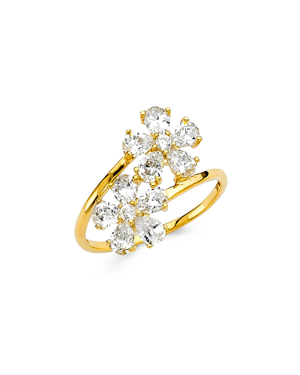 14K Yellow Gold CZ Fancy Ring (RG-2135)