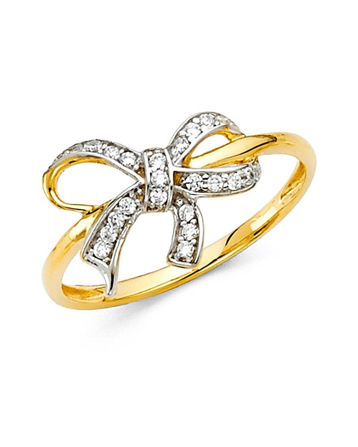 14K Yellow Gold 2T CZ Fancy Ring (RG-2141)