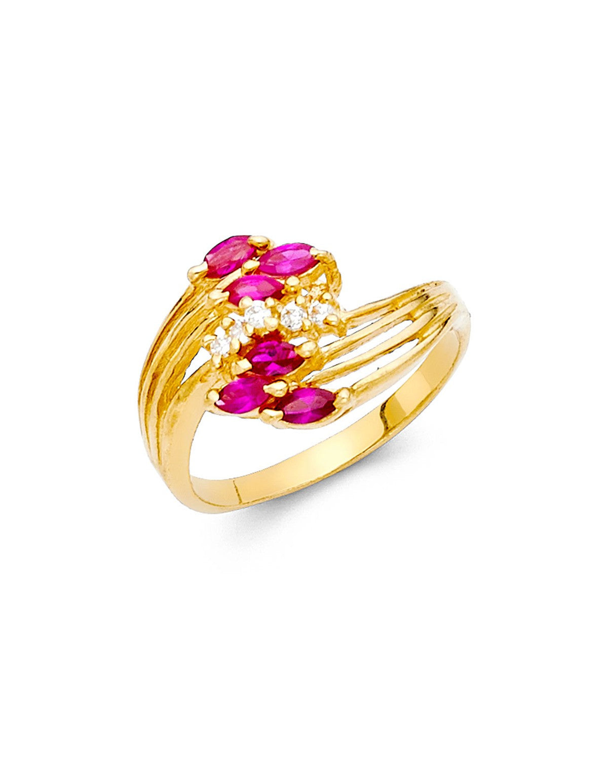 14K Yellow Gold CZ Fancy Ring (RG-2195)