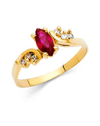 14K Yellow Gold CZ Fancy Ring (RG-2214)