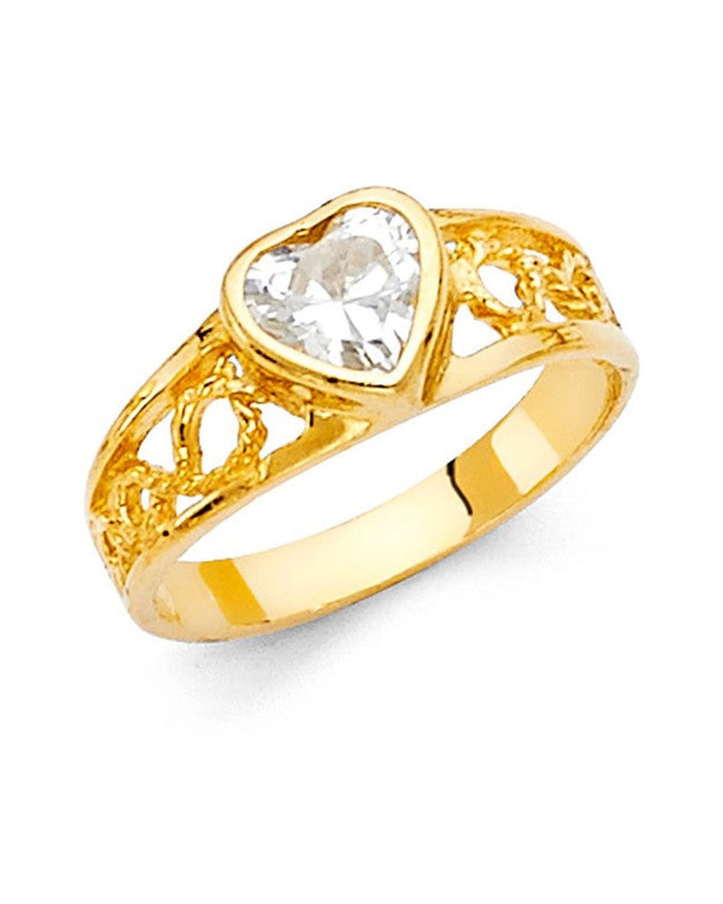 14K Yellow Gold CZ Babies Ring (RG-2273)