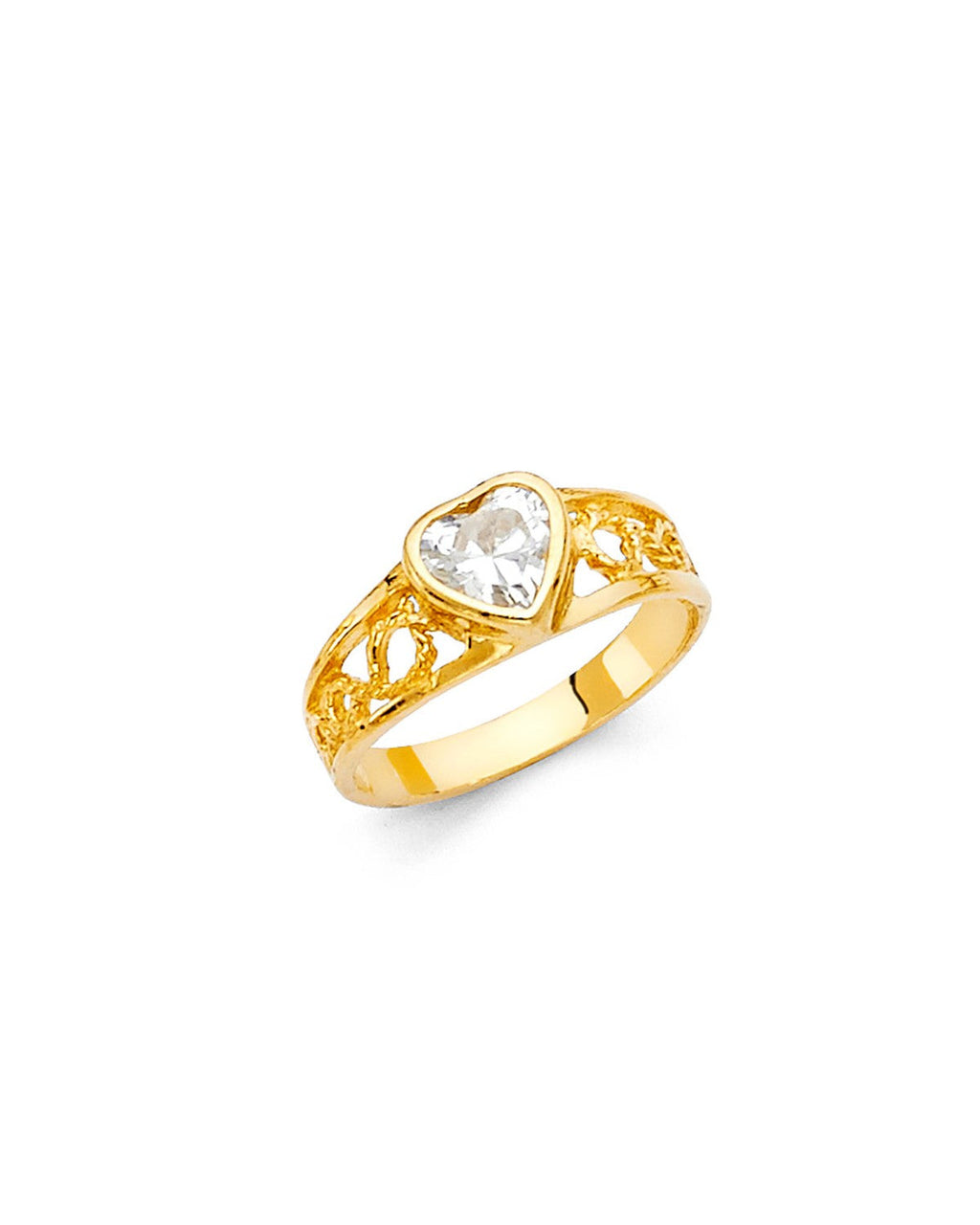 14K Yellow Gold CZ Babies Ring (RG-2273)