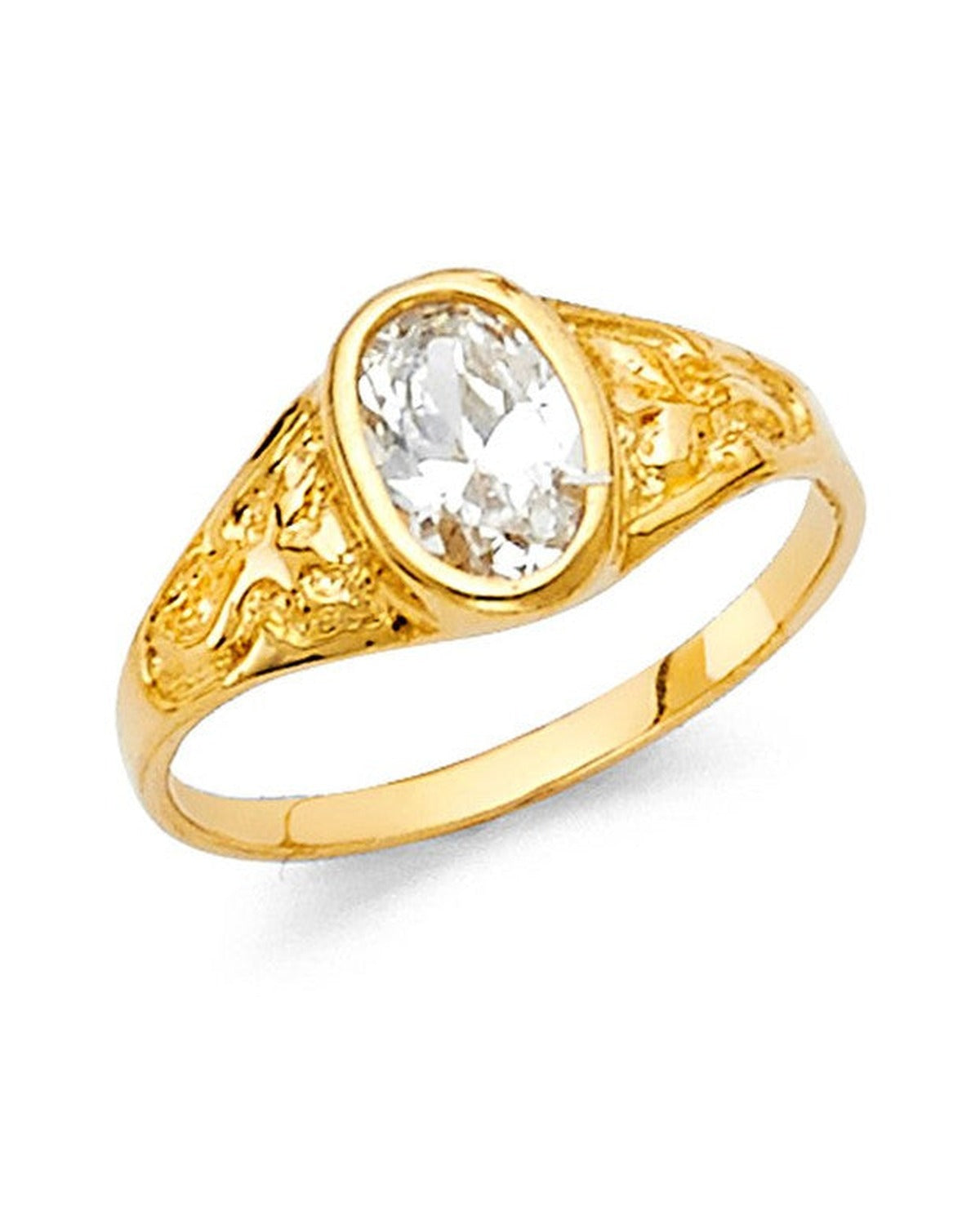 14K Yellow Gold CZ Babies Ring (RG-2274)