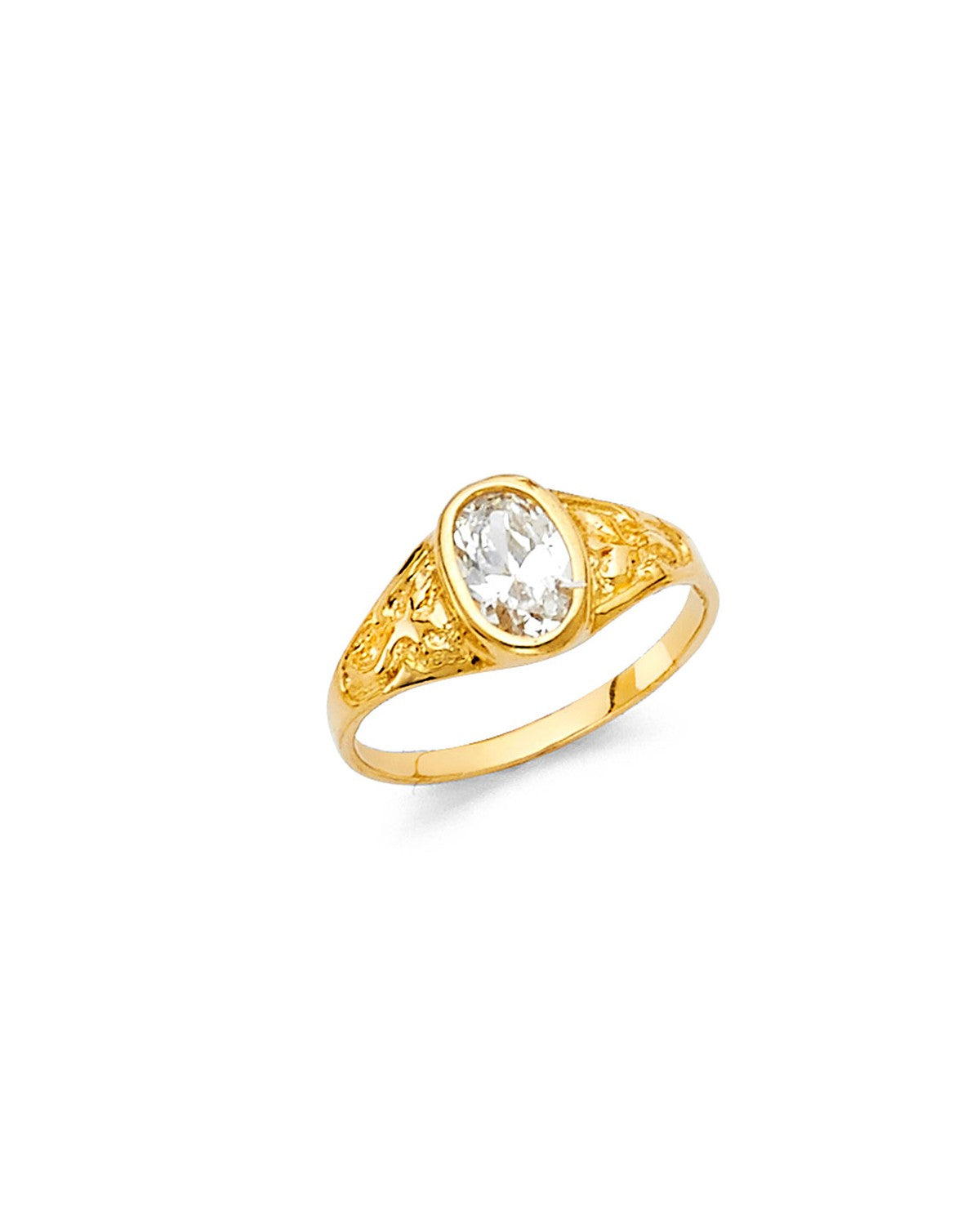 14K Yellow Gold CZ Babies Ring (RG-2274)