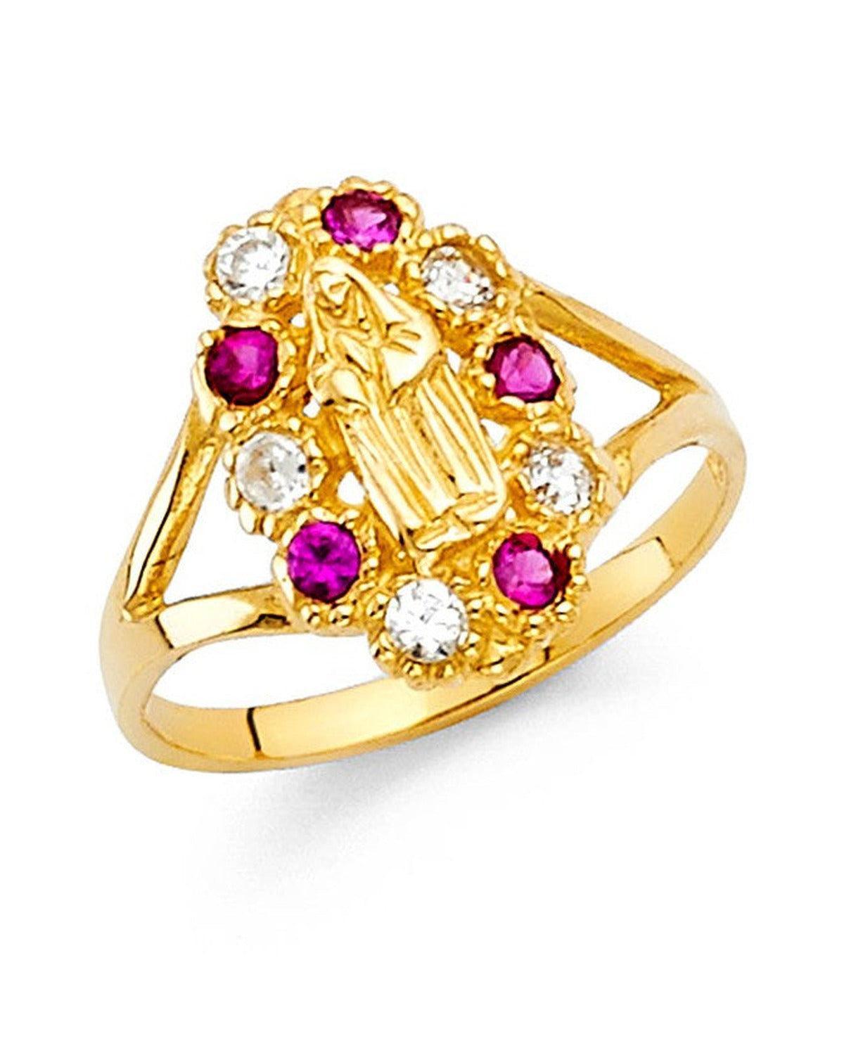14K Yellow Gold CZ Guadalupe Babies Ring (RG-2276)