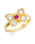 14K Yellow Gold CZ Butterfly Babies Ring (RG-2277)