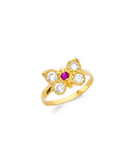 14K Yellow Gold CZ Butterfly Babies Ring (RG-2277)