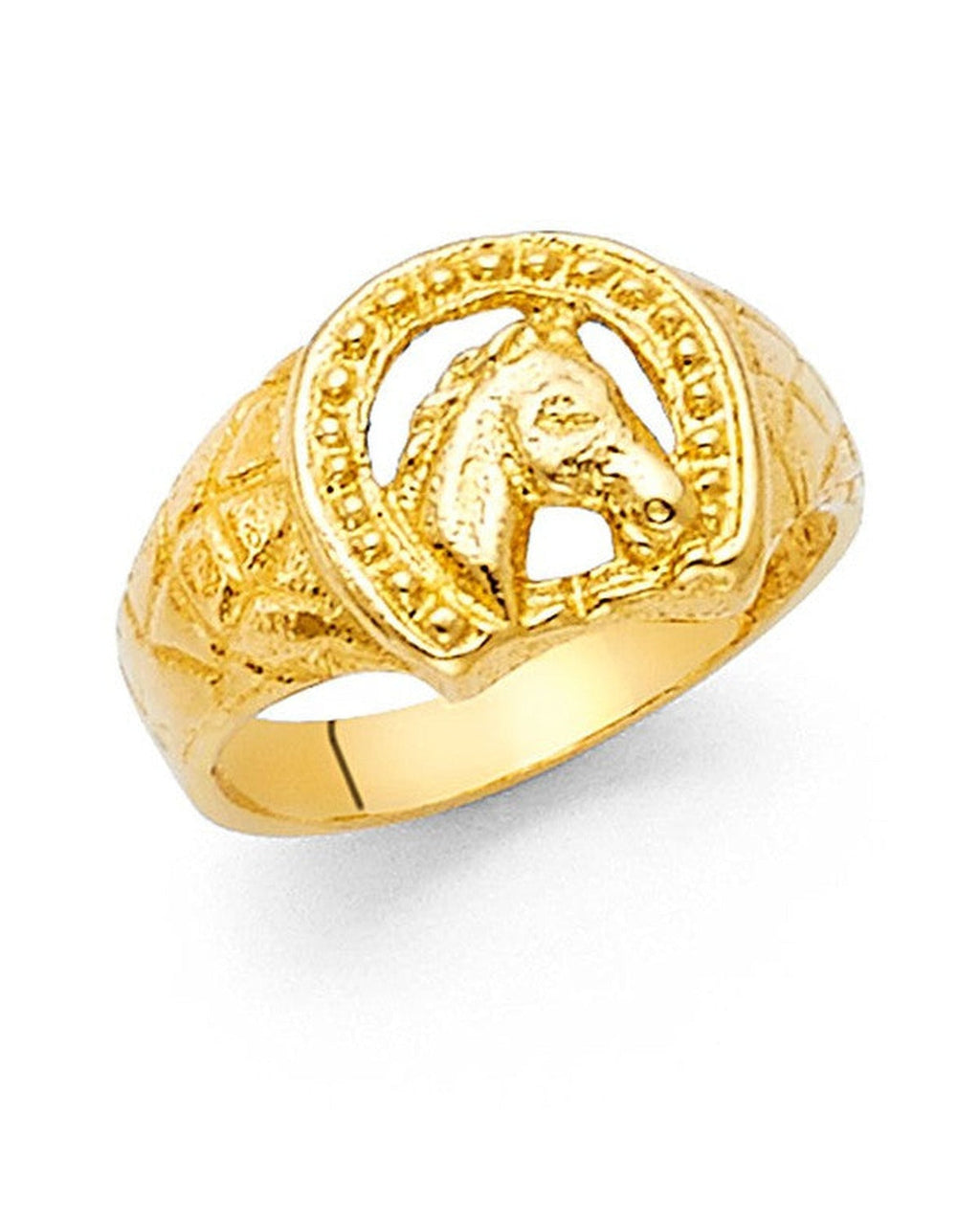 14K Yellow Gold Lucky Horse Shoe Babies Ring (RG-2288)