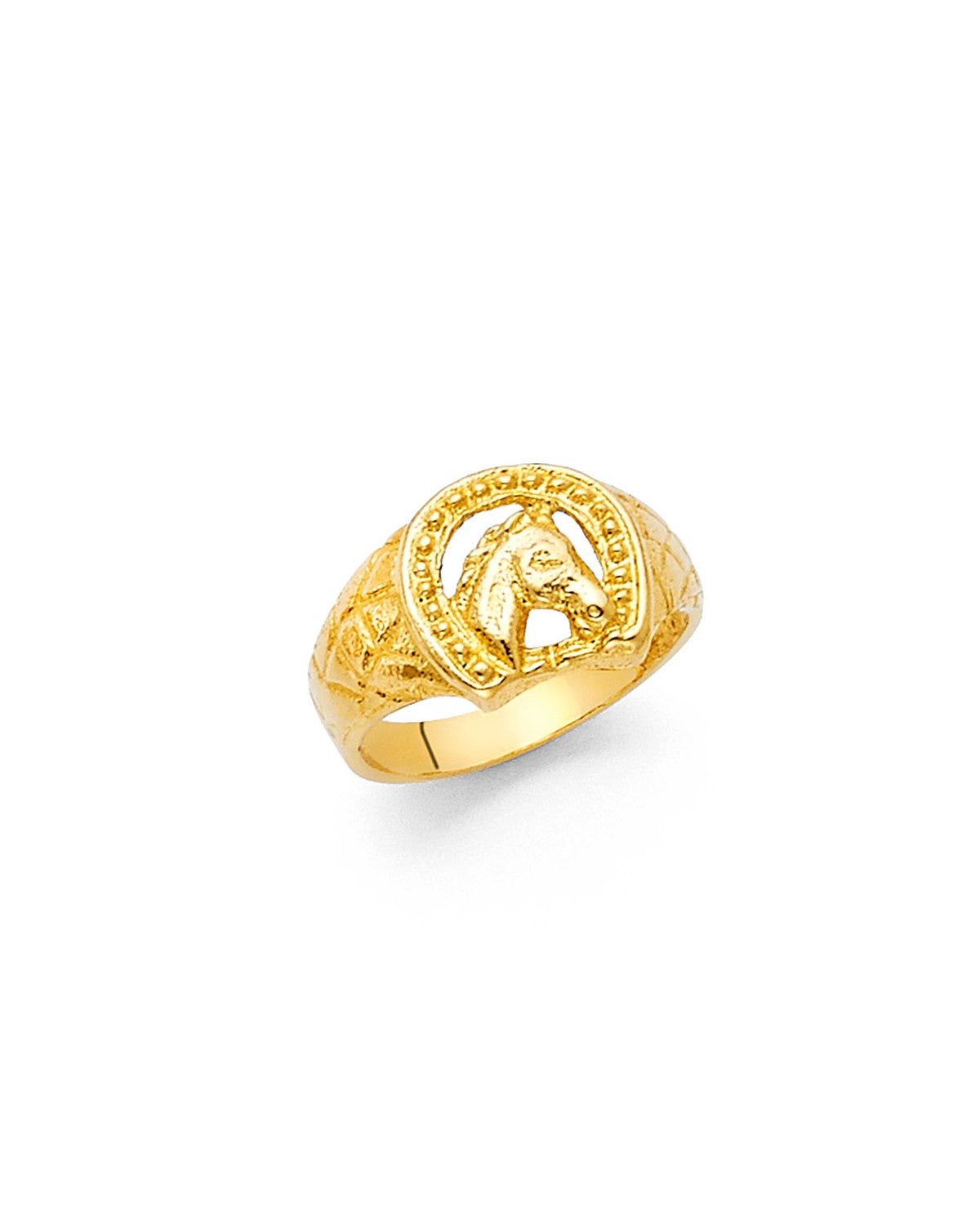 14K Yellow Gold Lucky Horse Shoe Babies Ring (RG-2288)